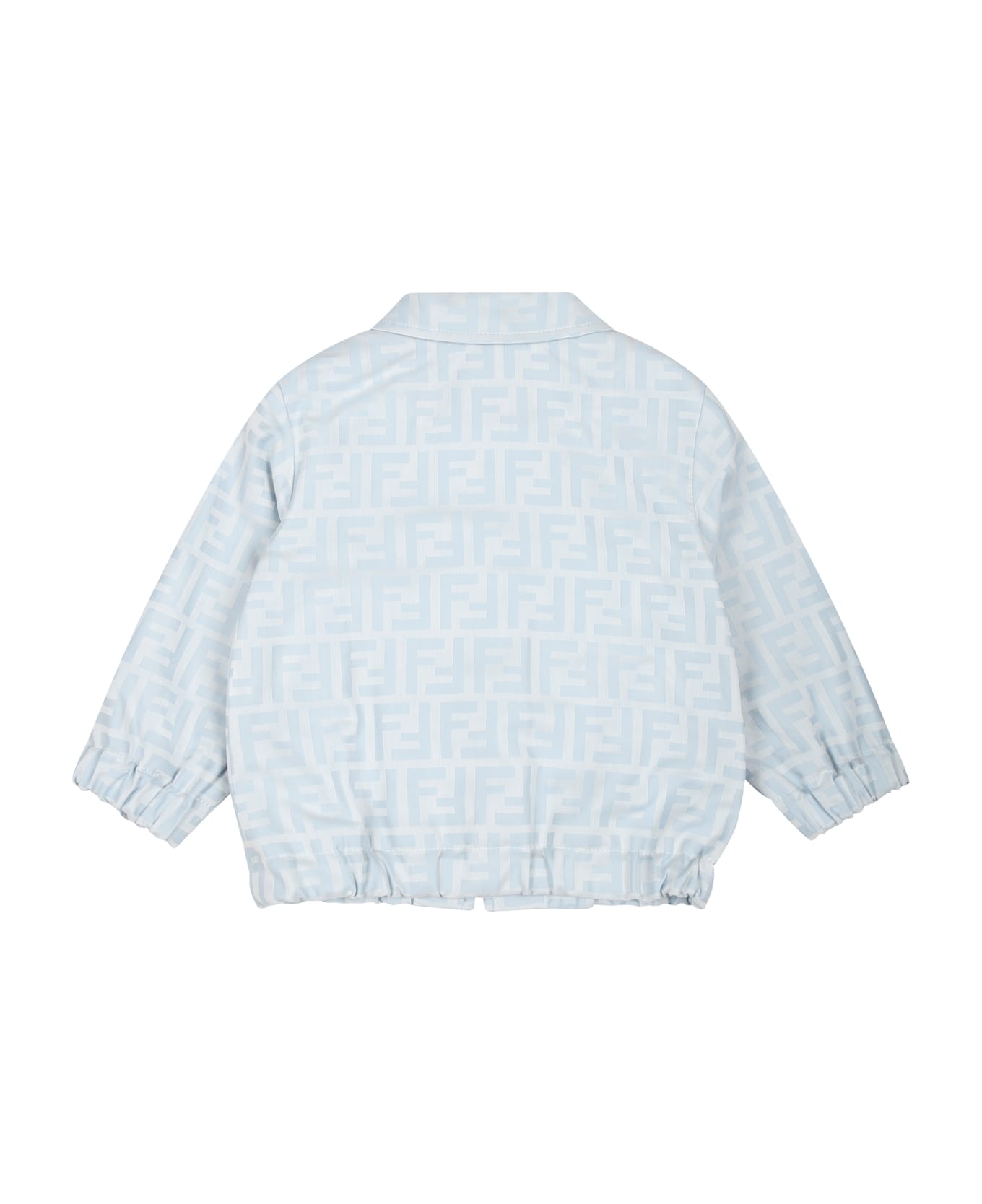 Fendi Light Blue Jacket For Baby Boy With Double F - Light Blue ボディスーツ＆セットアップ