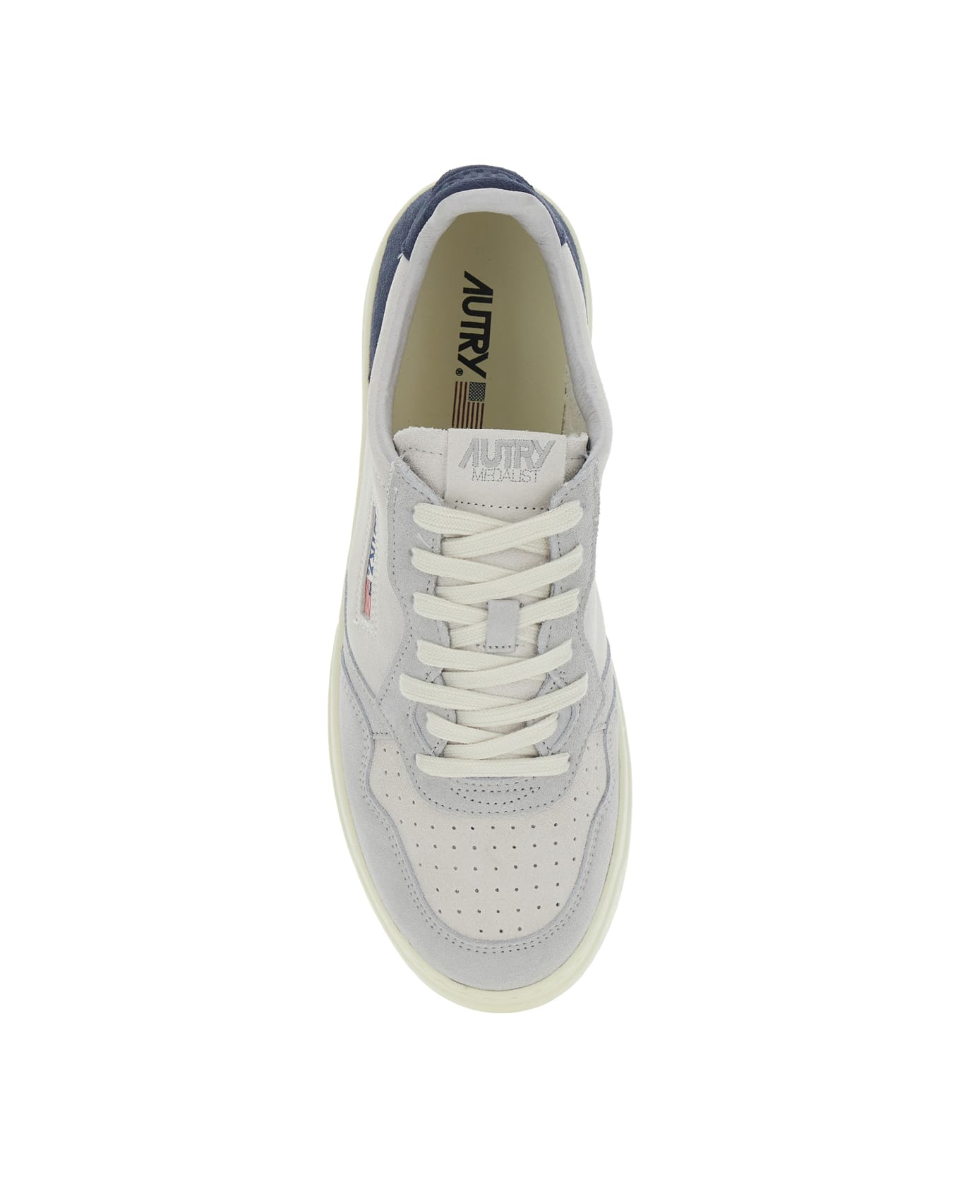 Autry 
medalist Low
 Blue Sneaker With Contrasting Back Patch In Leather And Suede Man - Grey