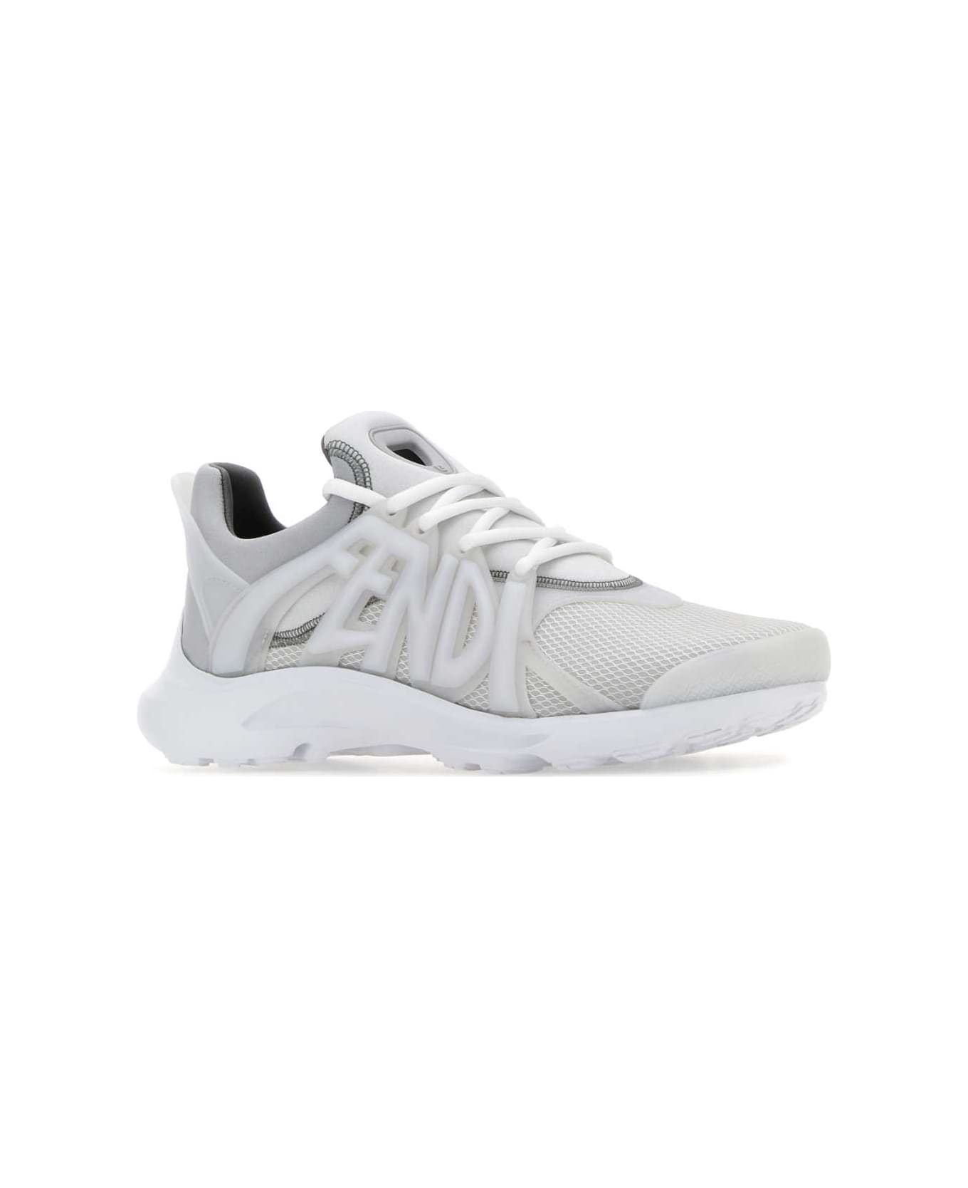 Fendi White Mesh And Rubber Tag Sneakers - WHITE スニーカー