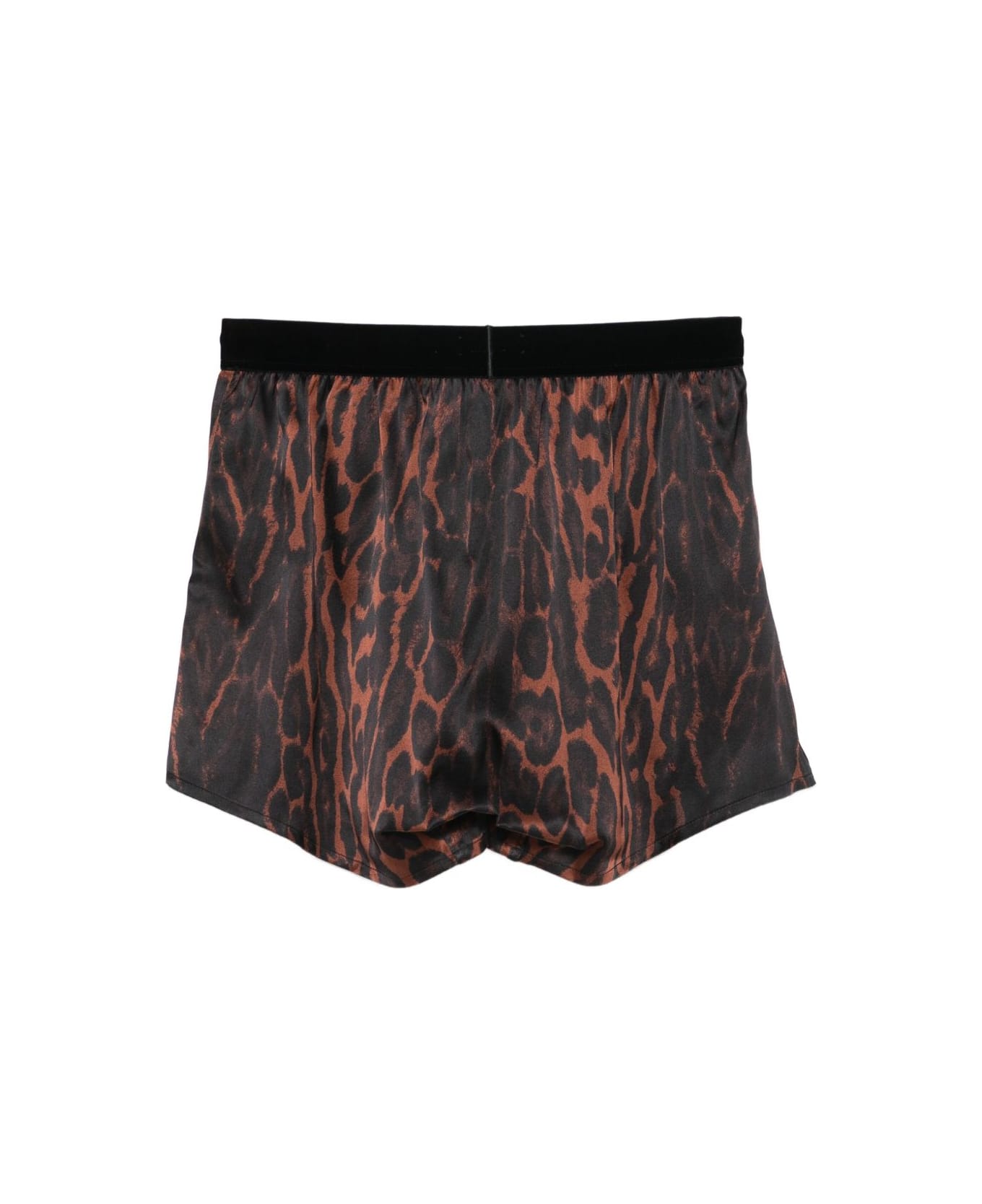 Tom Ford Leopard-print Stretch Silk Boxer - Brown