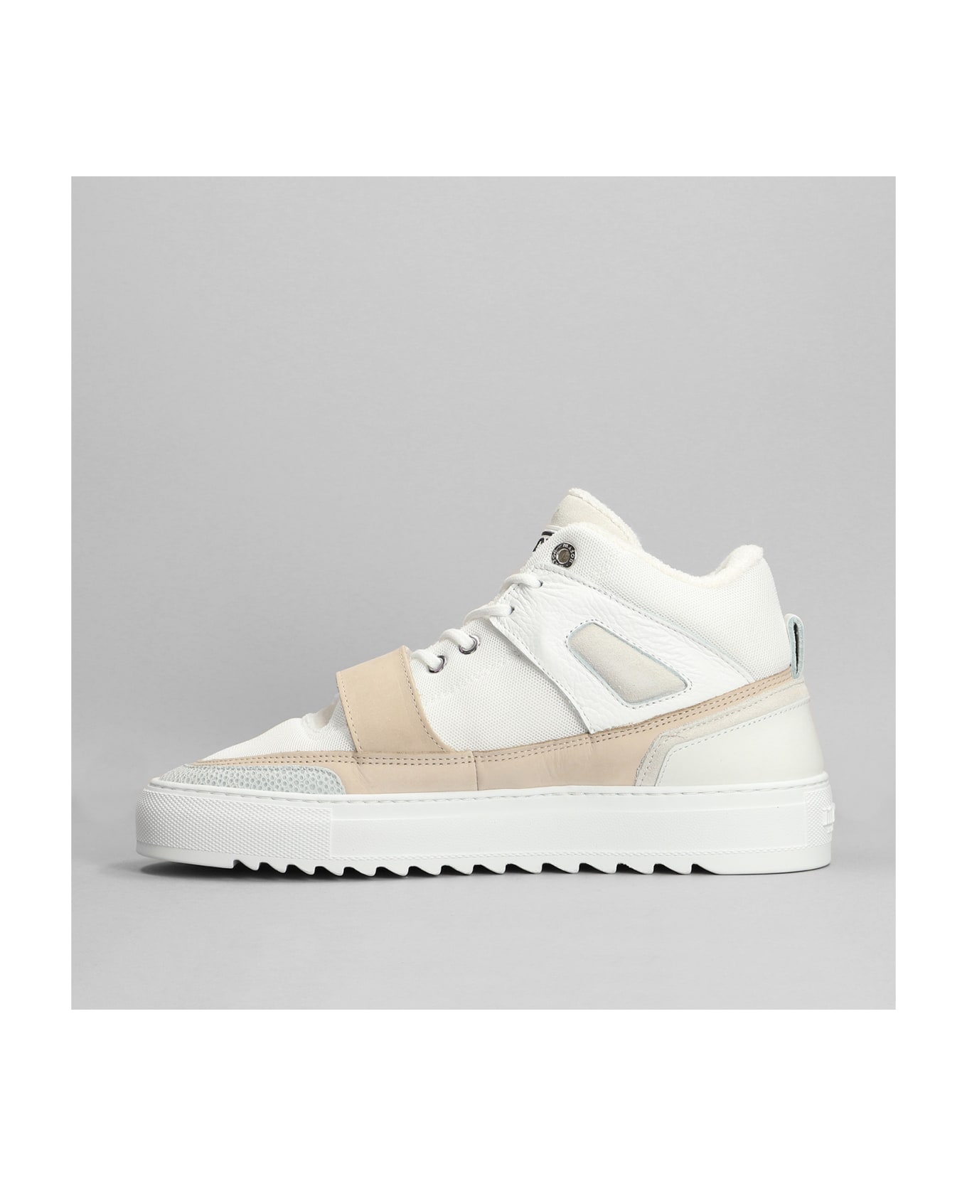 Mason Garments Firenze Mid Sneakers In White Leather And Fabric - White