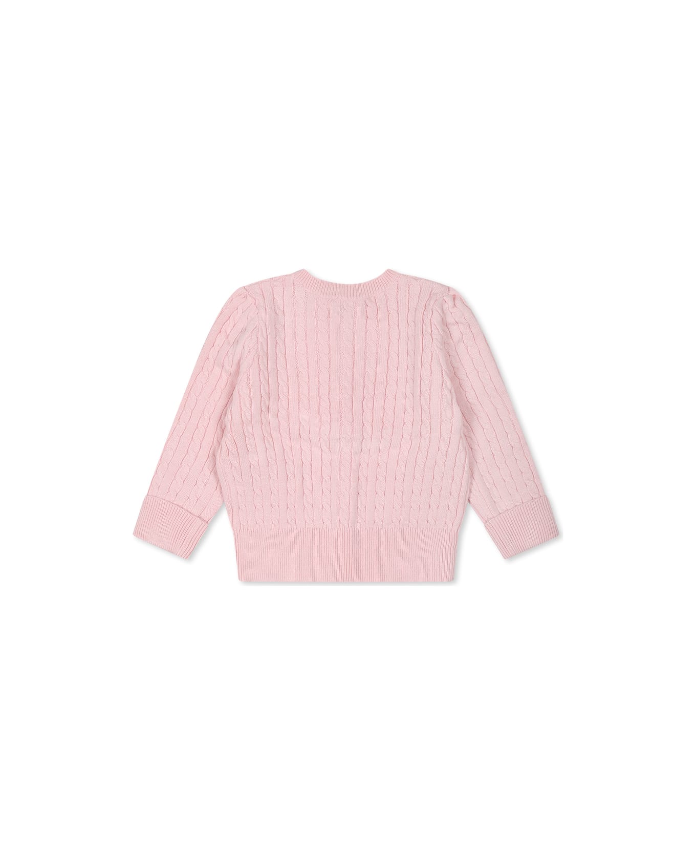 Ralph Lauren Pink Cardigan For Babygirl With Iconic Pony - Pink