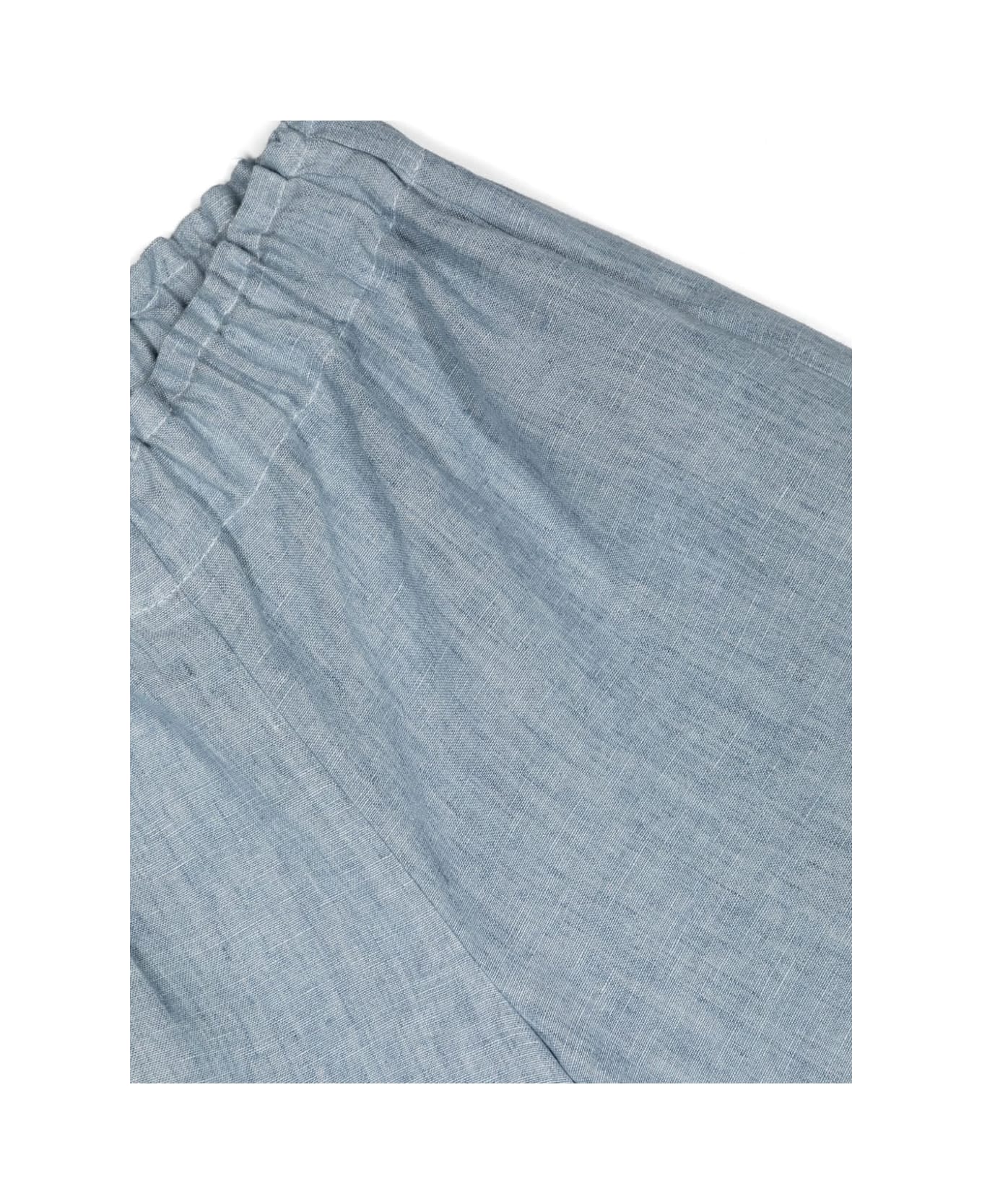Il Gufo Melange Blue Linen Bermuda Shorts - Blue