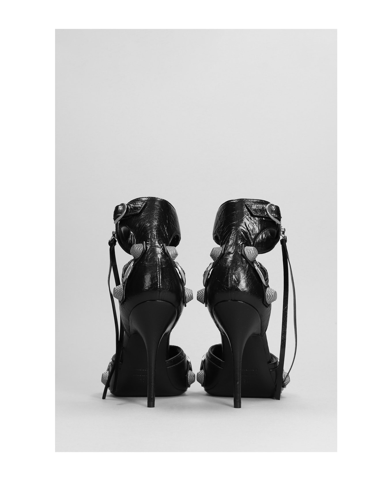 Balenciaga Cagole Sandals In Black Leather - black
