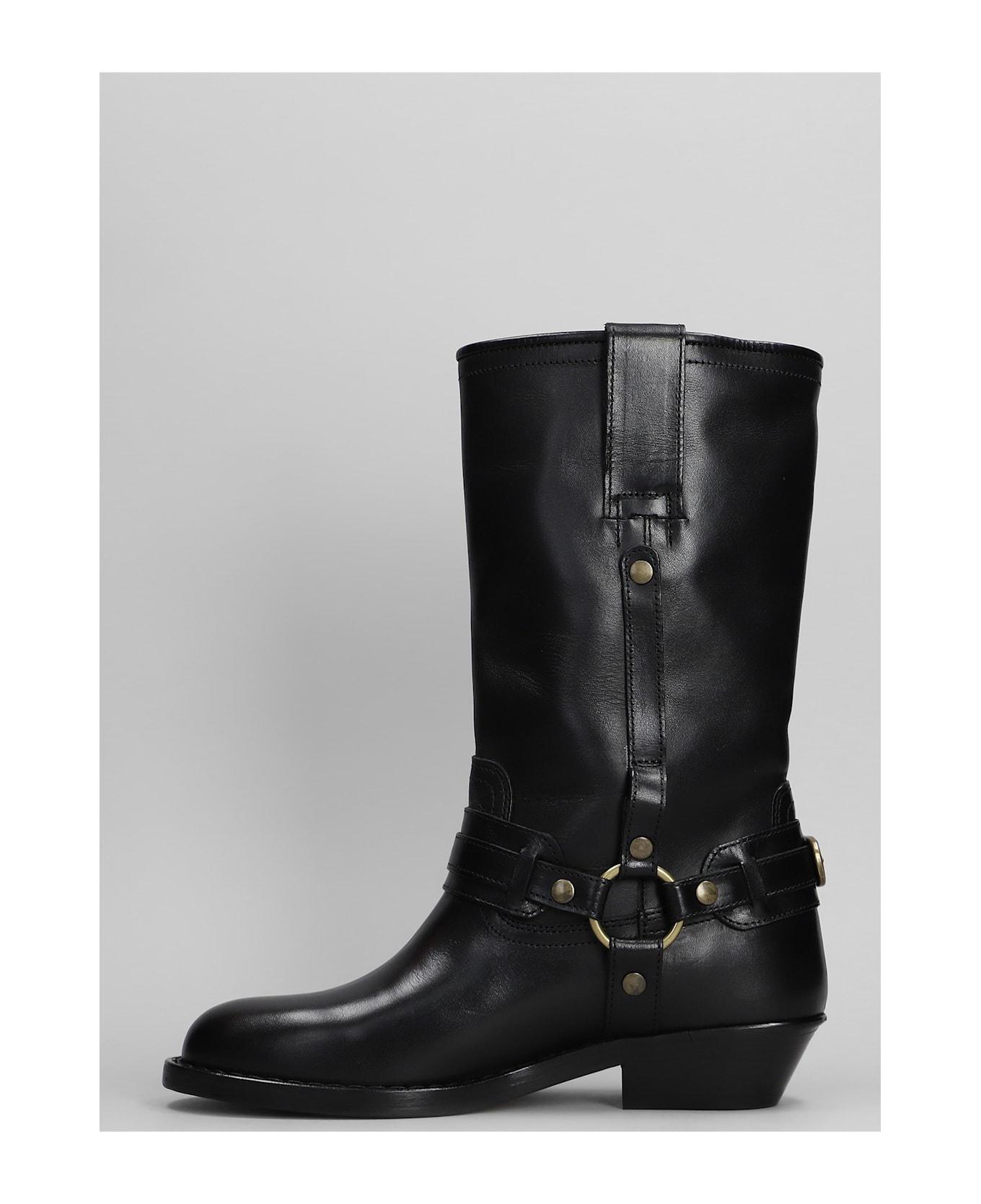 Isabel Marant Heiko Low Heels Boots In Black Leather - black