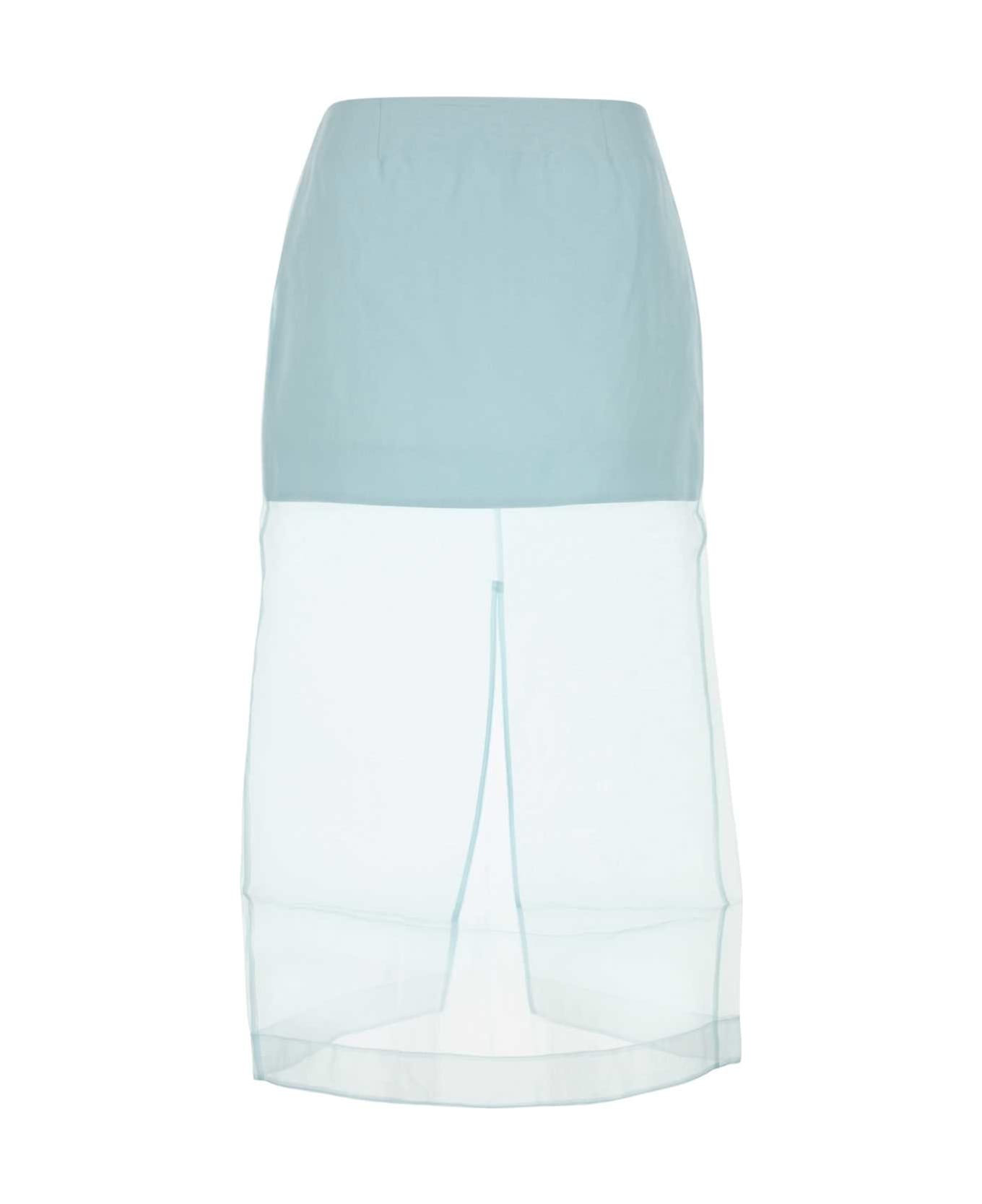 Zimmermann Pastel Light Blue Organza Crush Layered Skirt - MINT