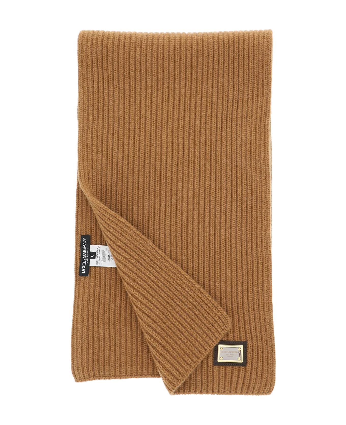 Dolce & Gabbana Ribbed Cashmere Scarf - NOCE (Brown) スカーフ