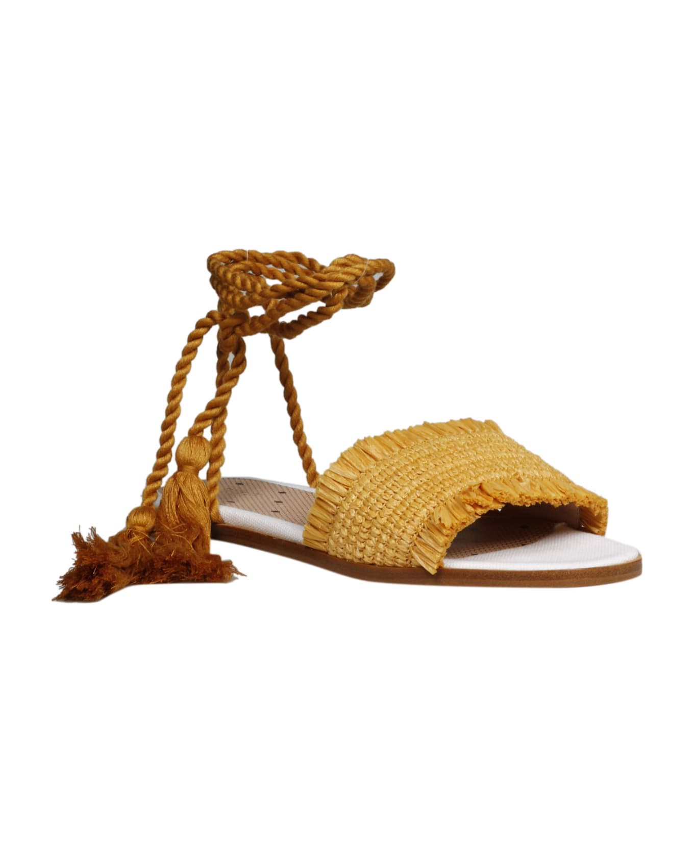 RED Valentino Raffia Flat Sandals - Yellow 
Orange