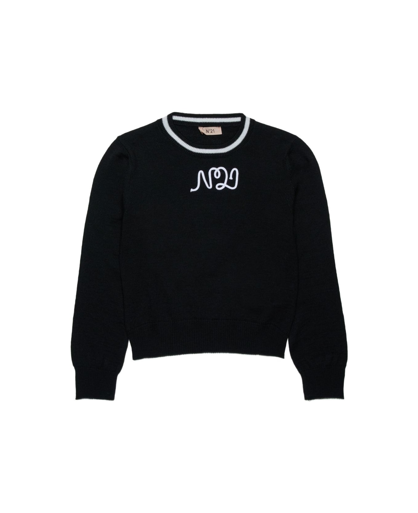 N.21 Nº21 Kids Logo Sweater - Black