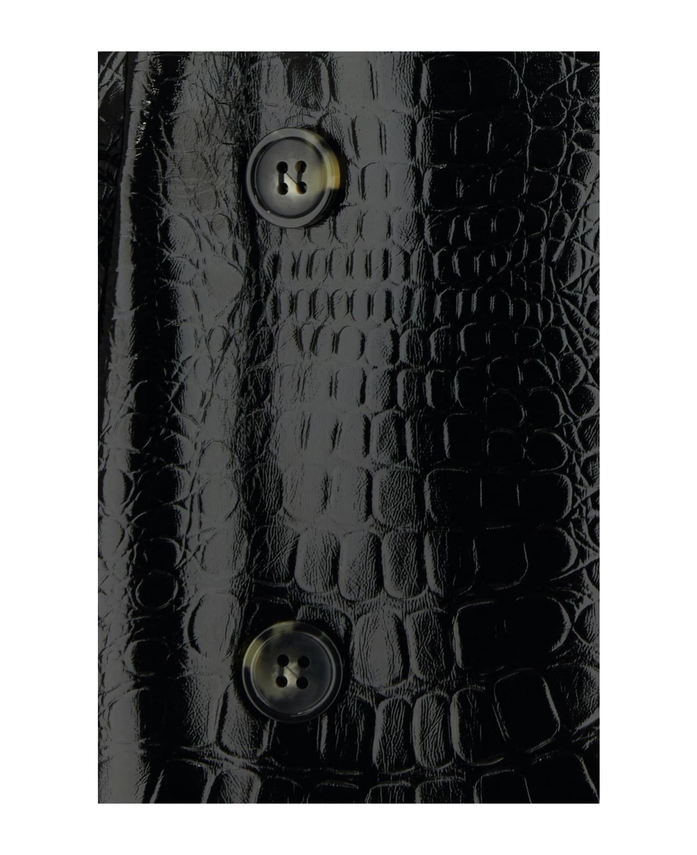 SportMax Black Synthetic Leather Faggi Coat - BLACK