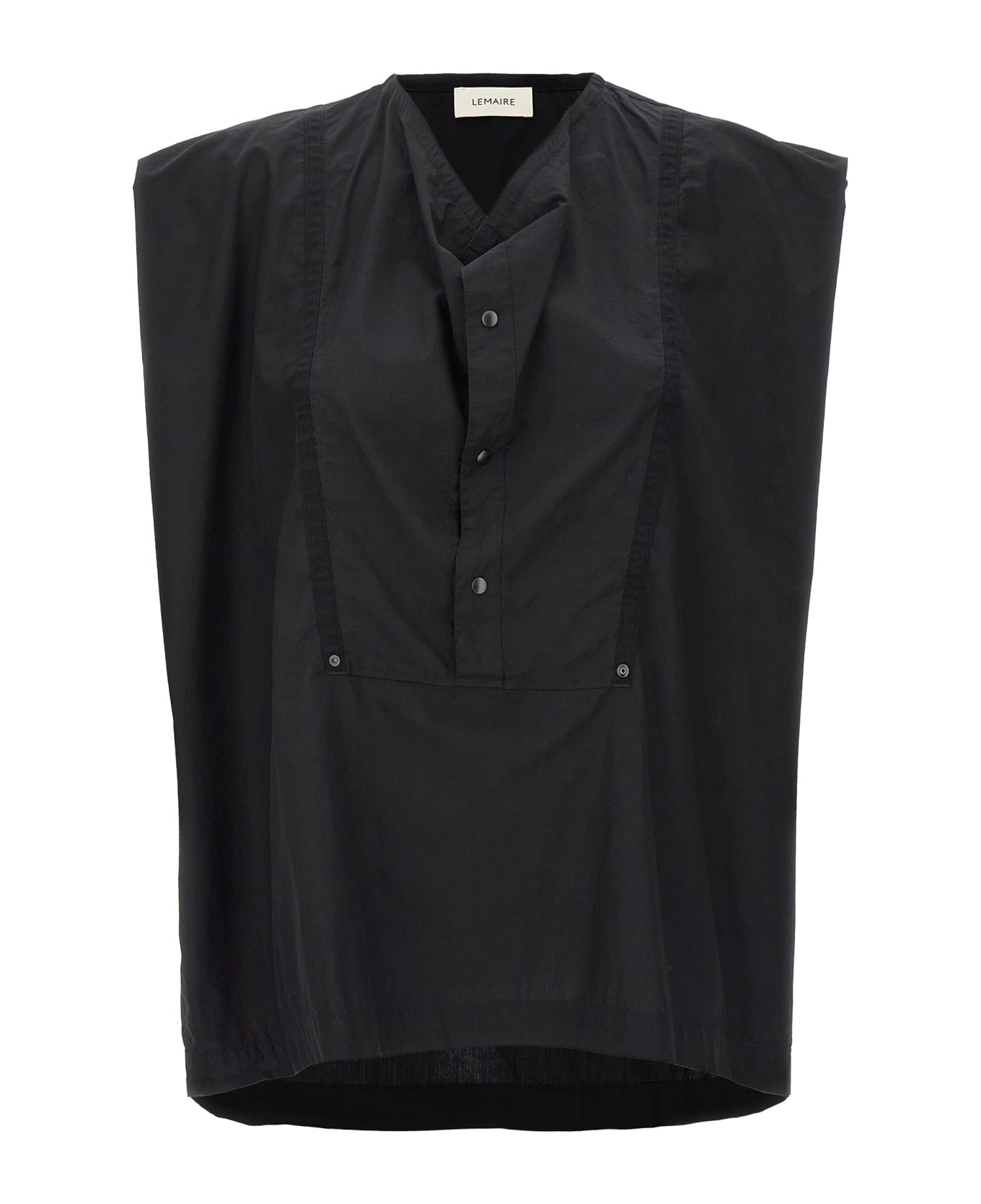Lemaire 'cap Sleeve Top With Snaps' Blouse - Black  