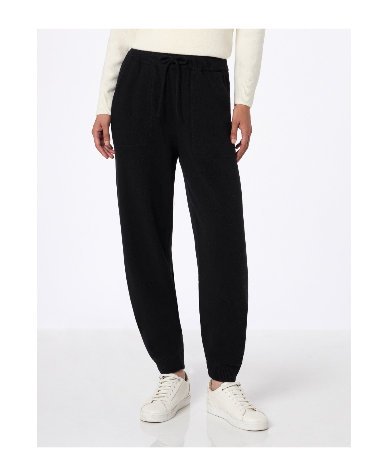 MC2 Saint Barth Woman Knitted Black Jogger Pants - BLACK