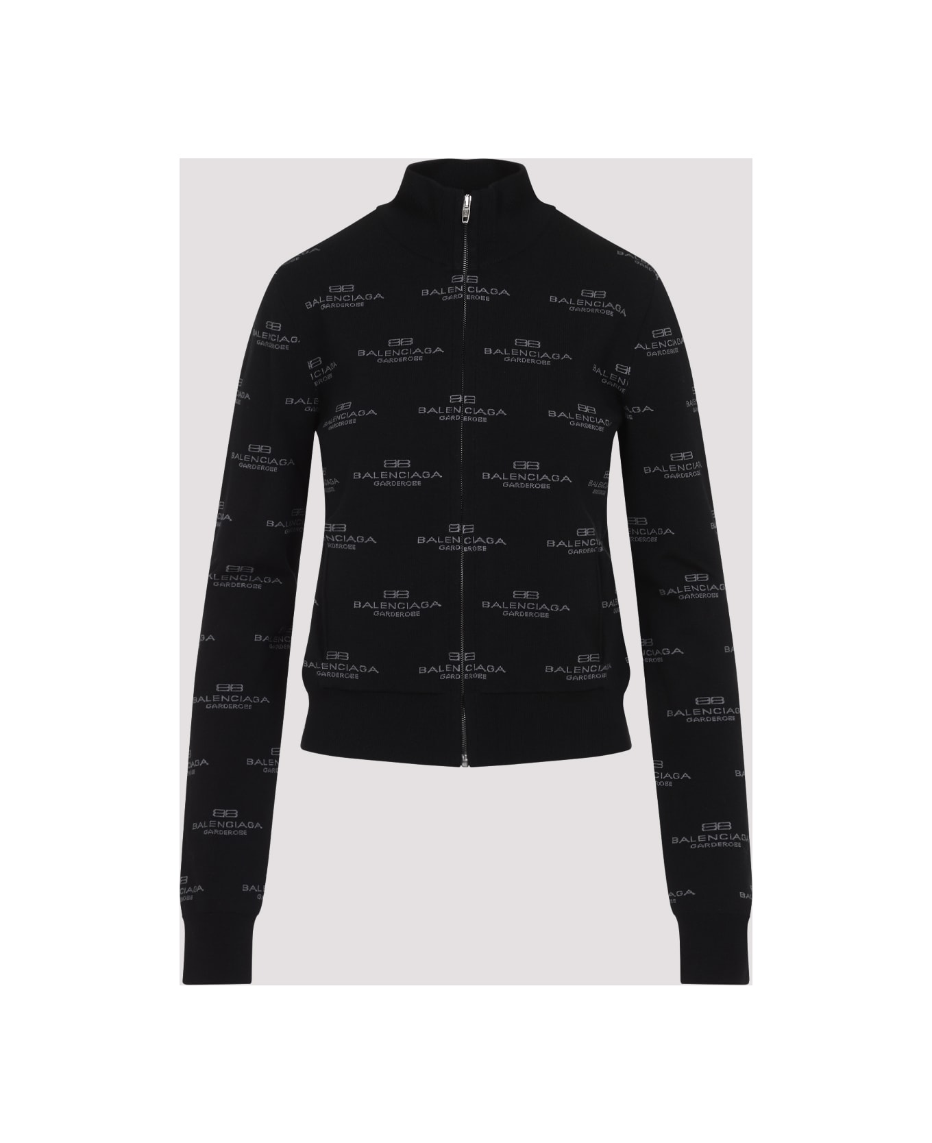Balenciaga All-over Zip-up Cardigan - Black Grey
