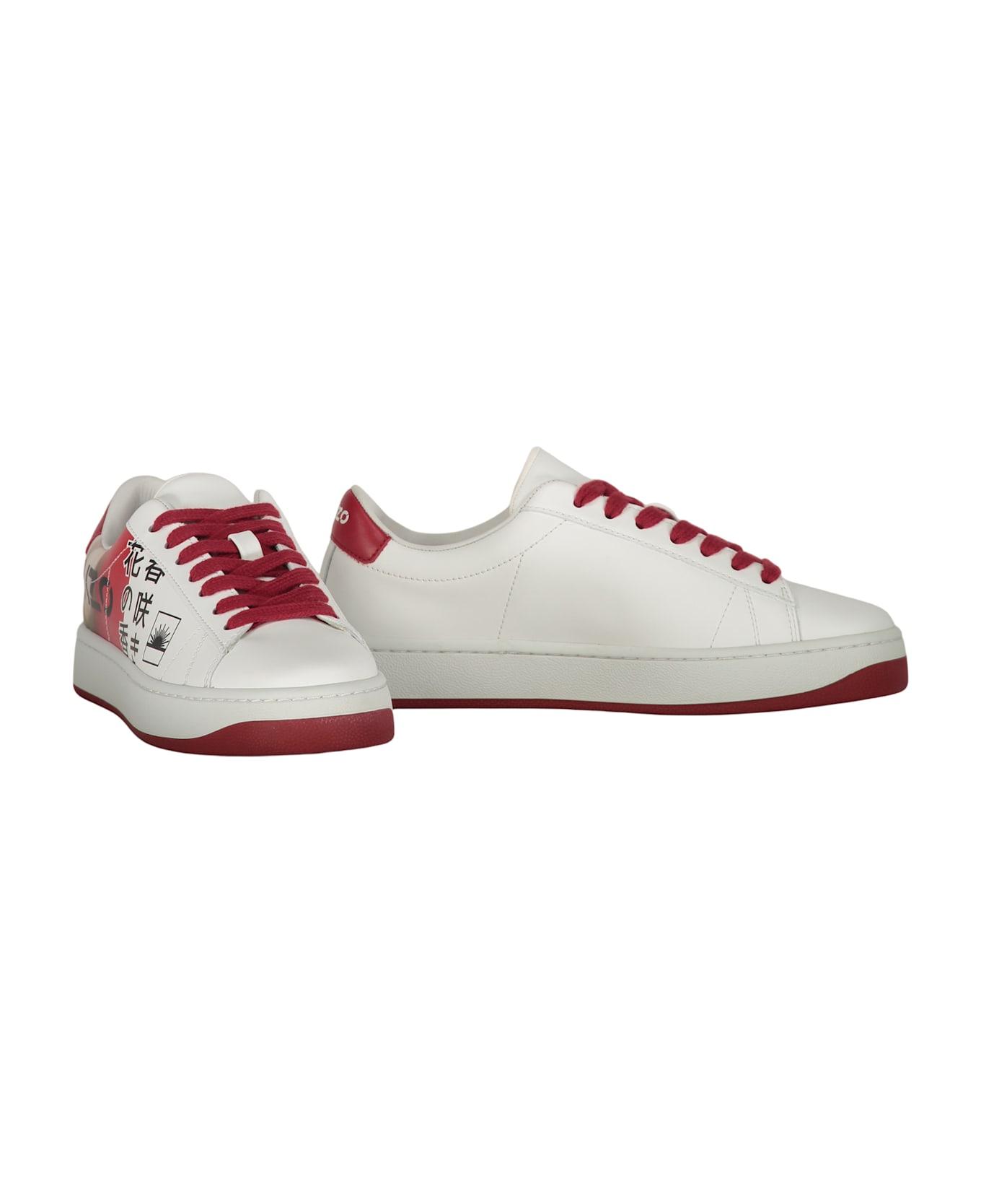 Kenzo Logo Detail Leather Sneakers - White