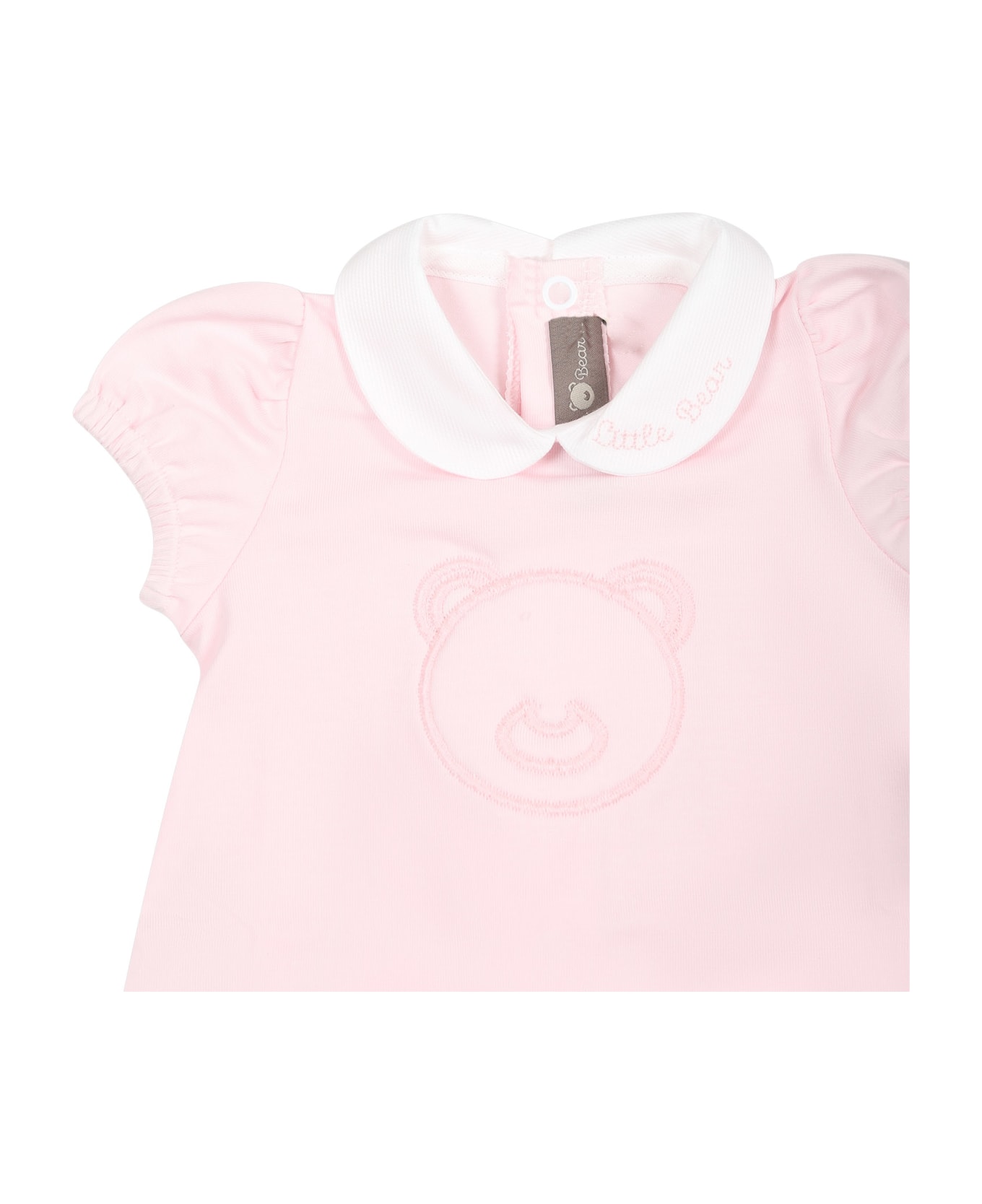 Little Bear Pink Romper For Baby Girl With Bear - Pink ボディスーツ＆セットアップ