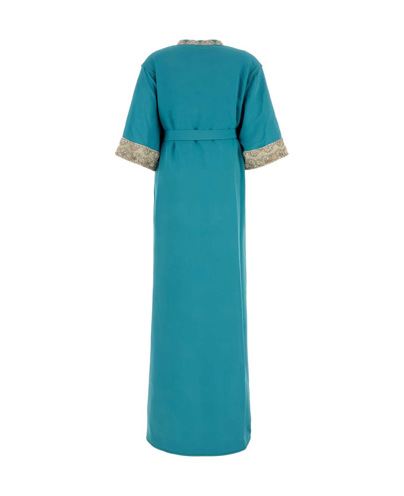 Valentino Garavani Turquoise Crepe Long Dress - CELESTIALBLUEGOLDSILVER