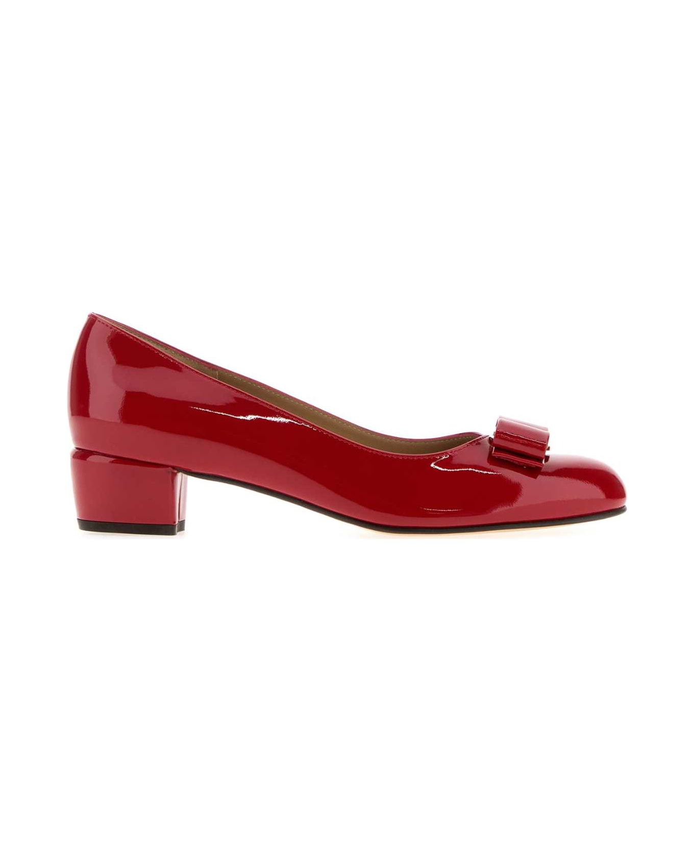 Ferragamo Red Leather Vara Pumps - ROSSO