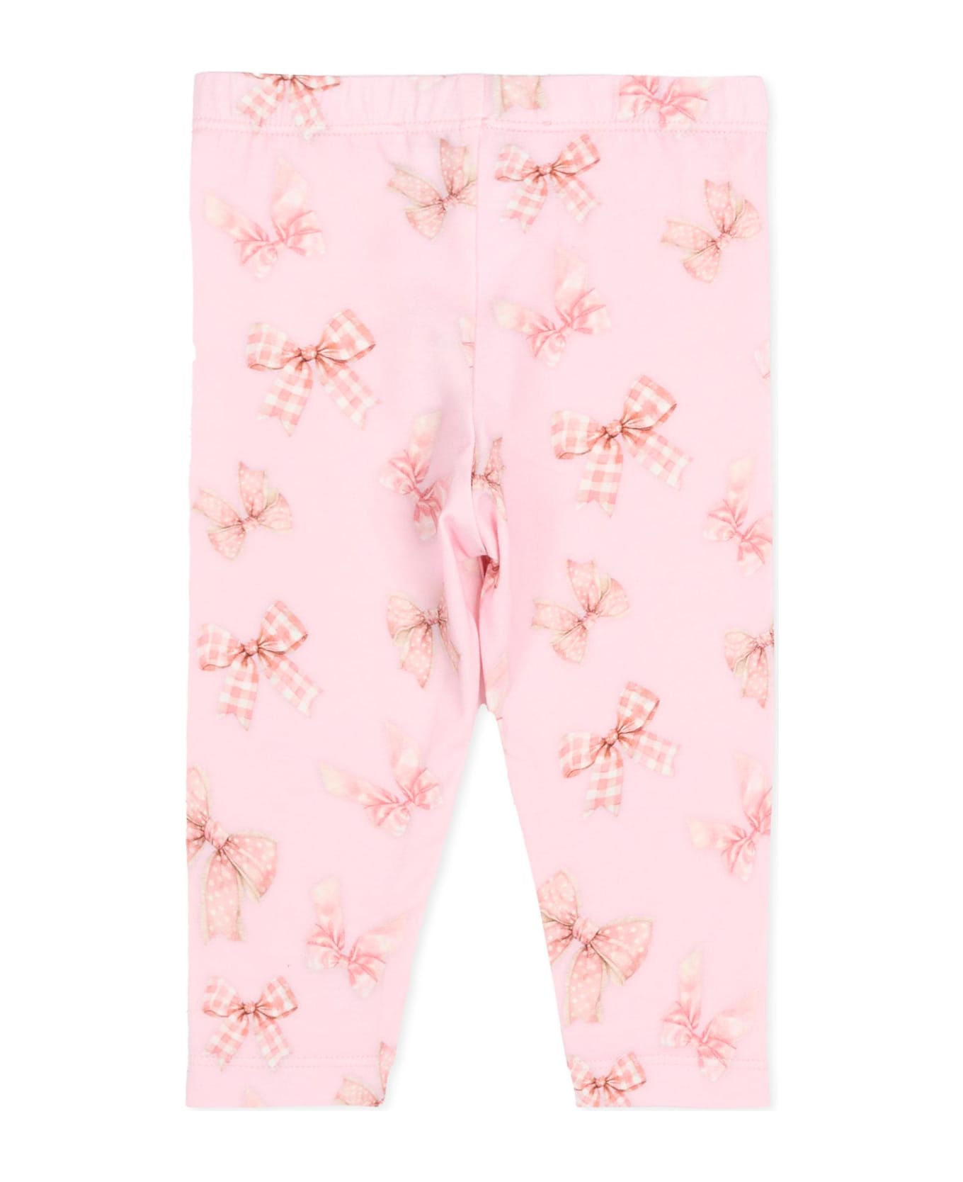 Monnalisa Pink Leggings For Baby Girl With Bows - Pink