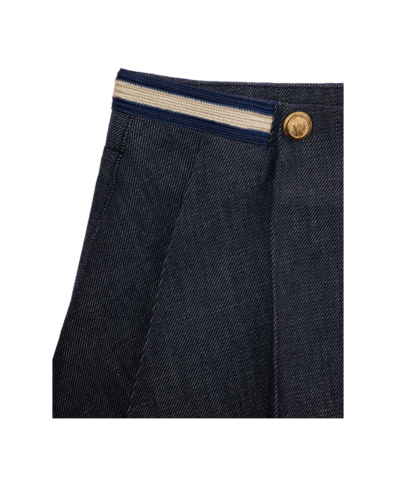 Moncler Blue Skirt With Logo Patch And Logoed Buttons In Cotton Girl - Blu
