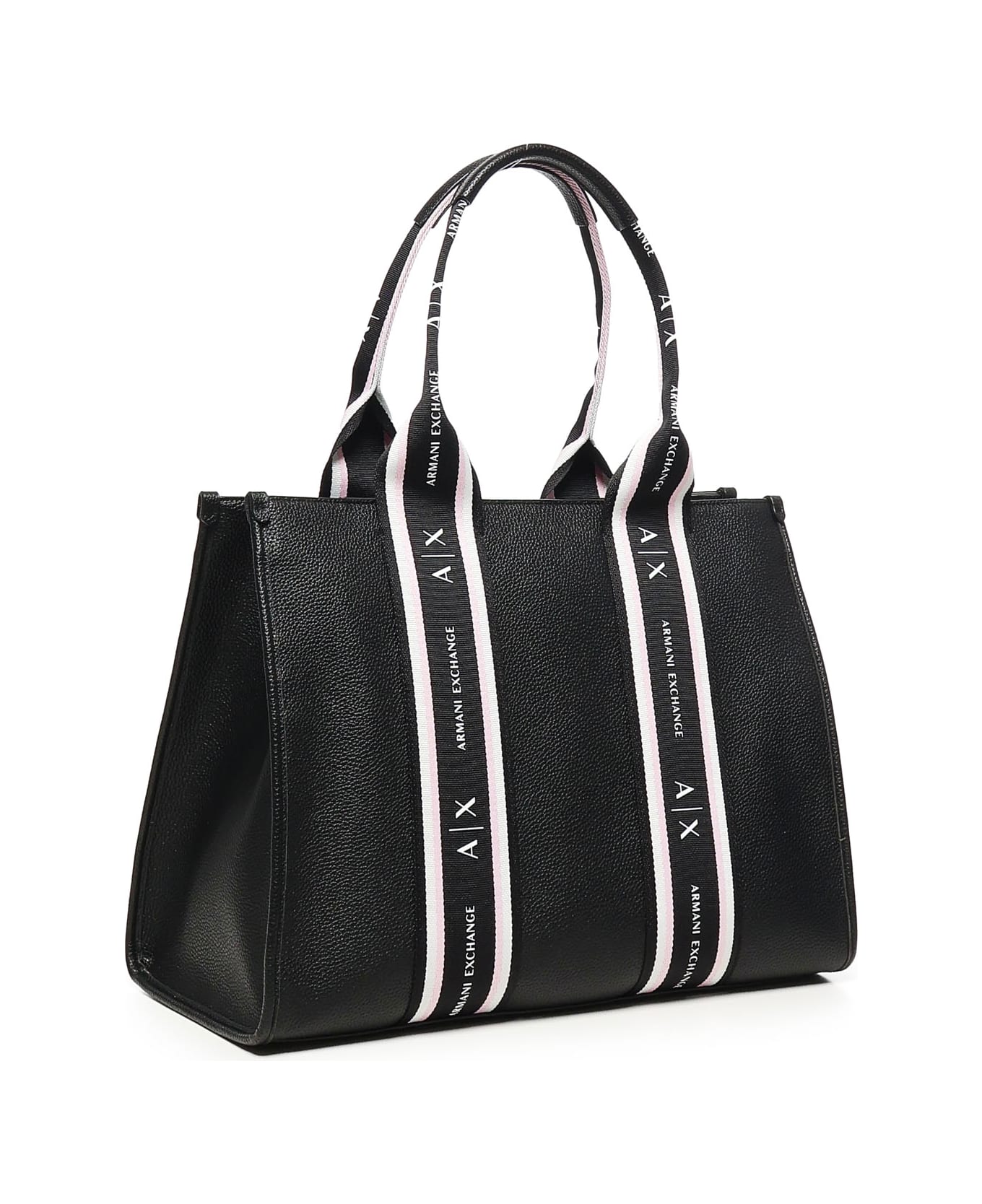 Armani Exchange Tote Bag With Contrasting Bands - Black