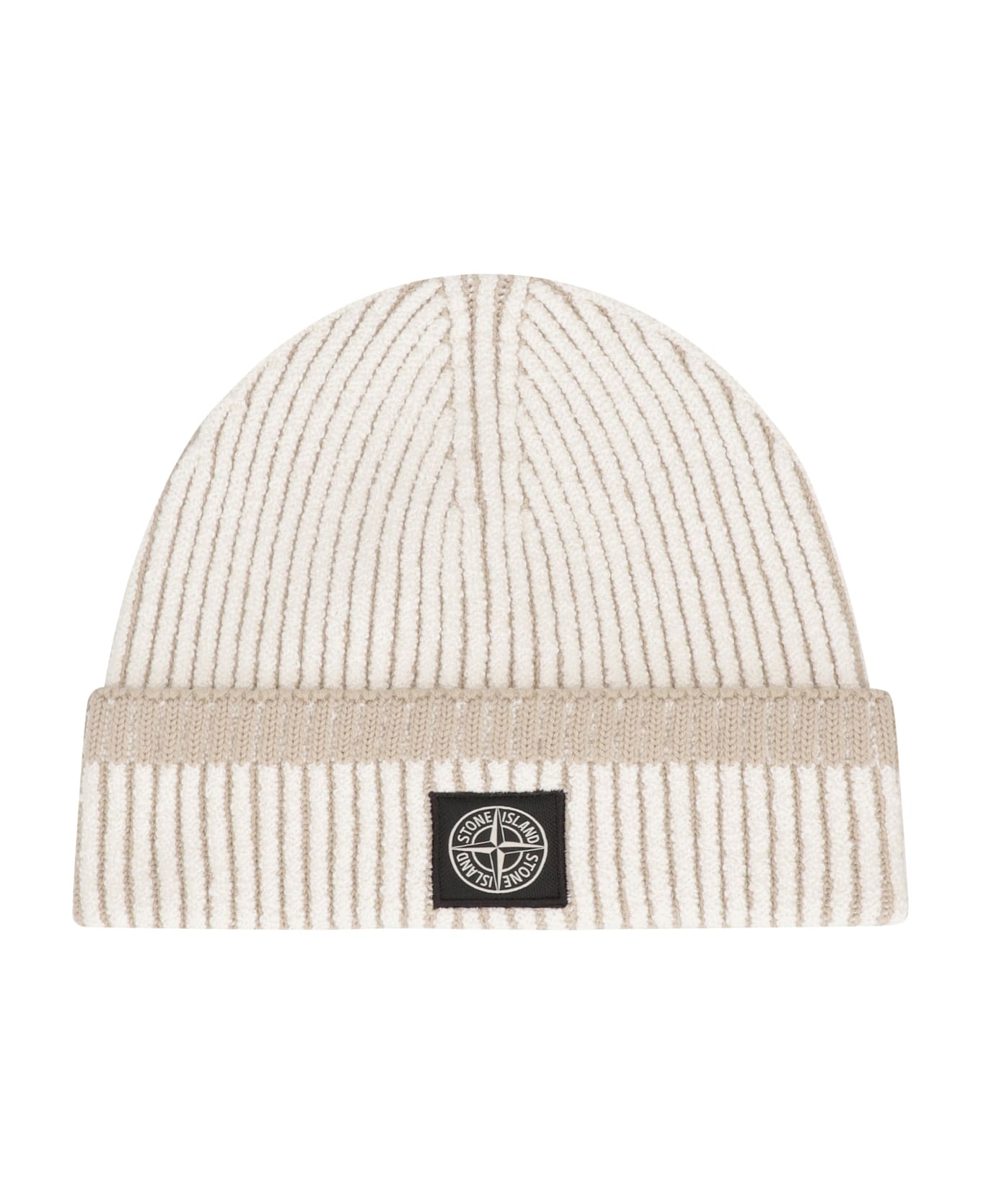 Stone Island Ribbed Knit Hat - Ivory