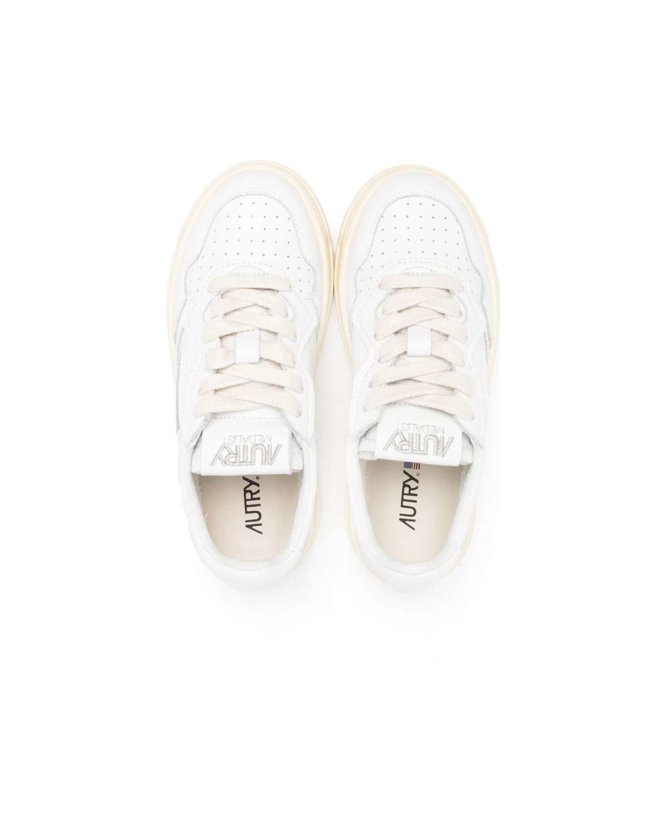 Autry White 'medalist' Low Top Sneakers In Cow Leather Girl - White
