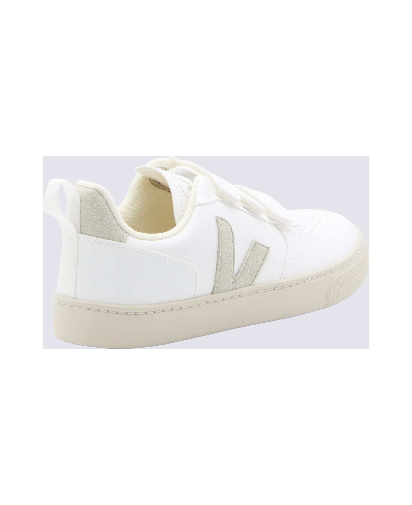 Veja White And Natural Leather V-10 Sneakers - WHITE/NATURAL
