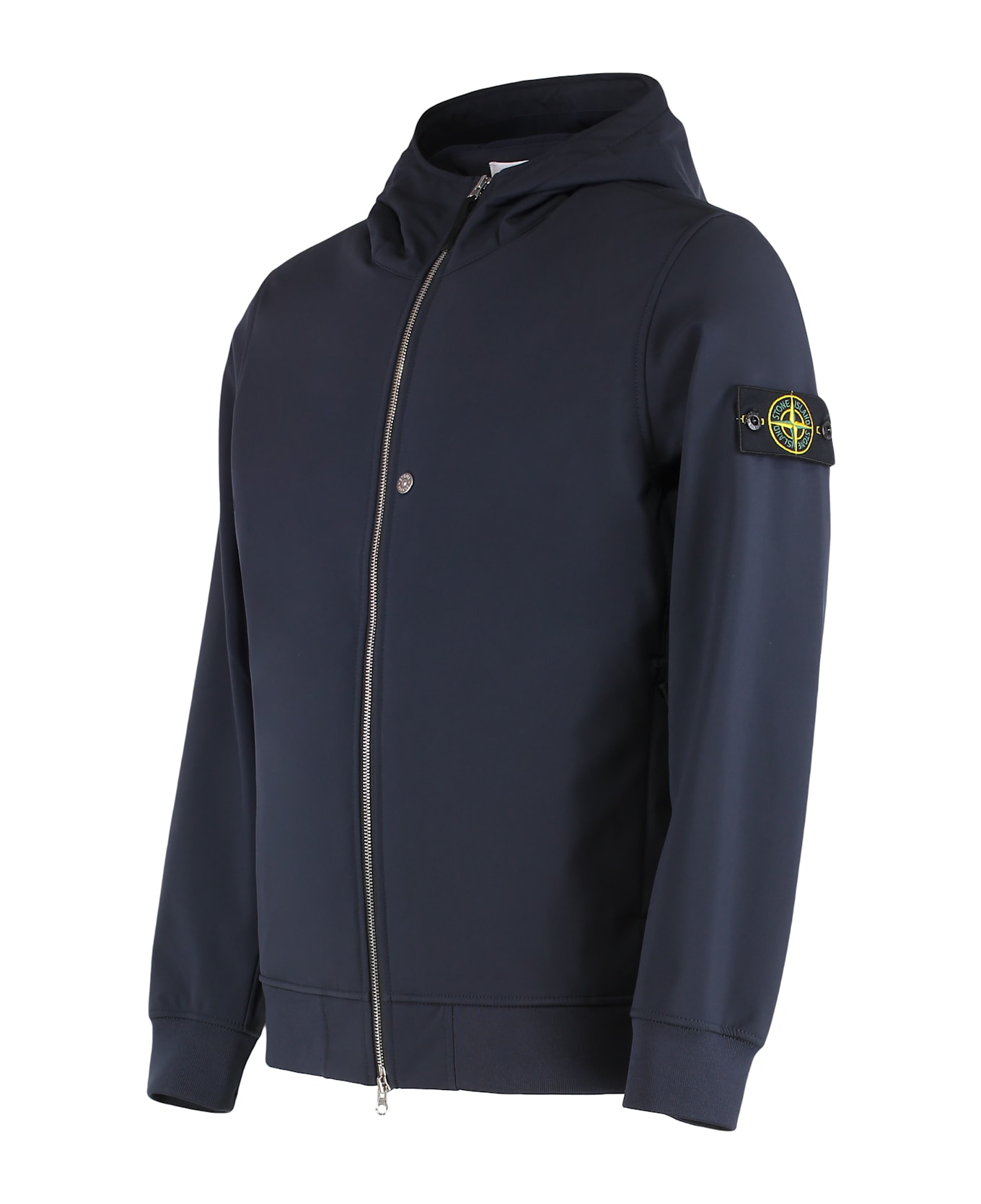 Stone Island Hooded Jacket In Technical Fabric - blue レインコート