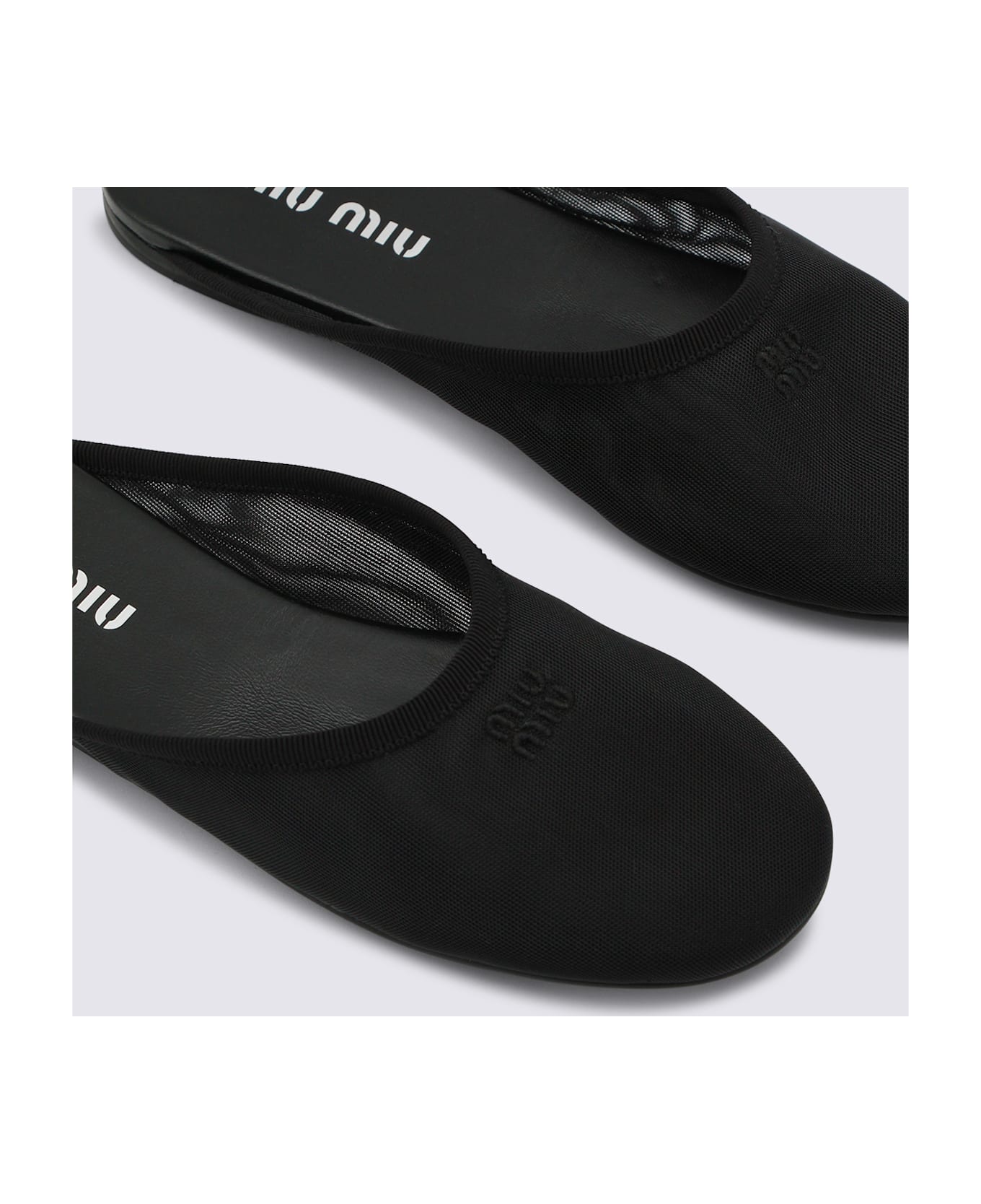 Miu Miu Black Leather Flats - Black