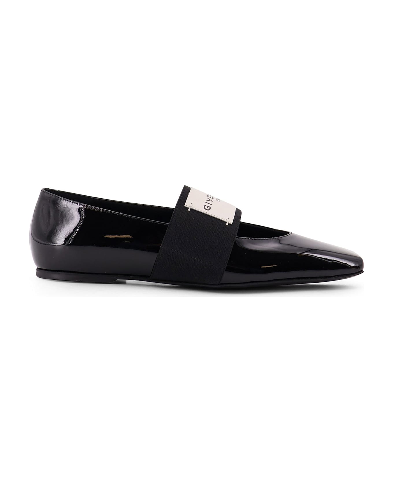 Givenchy Patent Leather Ballerinas With Maxi Logo Label - Black