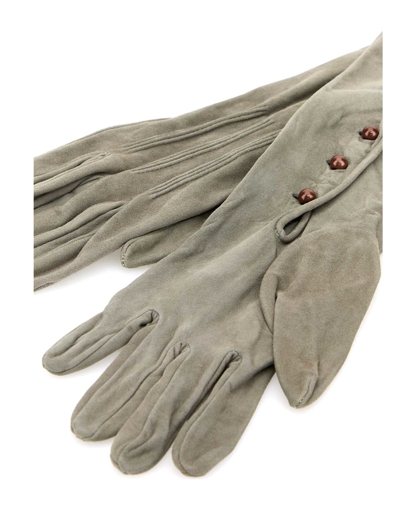 Prada Ligh Grey Suede Long Gloves - NUBE