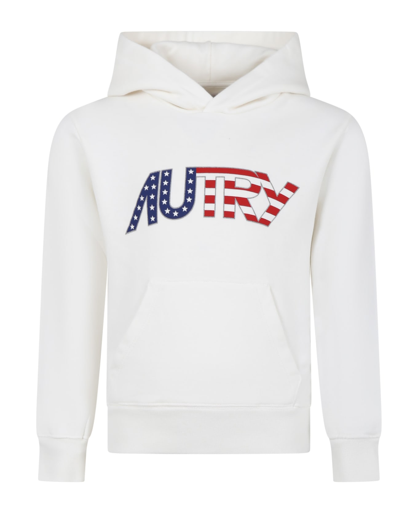 Autry White Hoodie For Kids With Logo - White