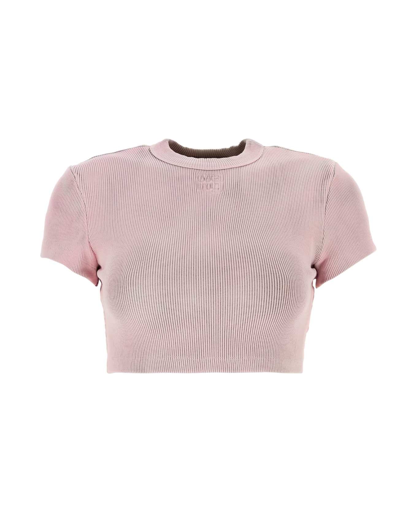 T by Alexander Wang Pink Stretch Cotton T-shirt - WASHEDPINKLACE