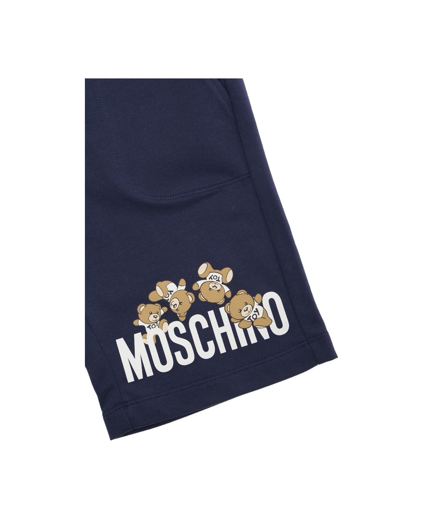 Moschino Blue Shorts With Logo Print And Drawstring In Cotton Boy - Blu