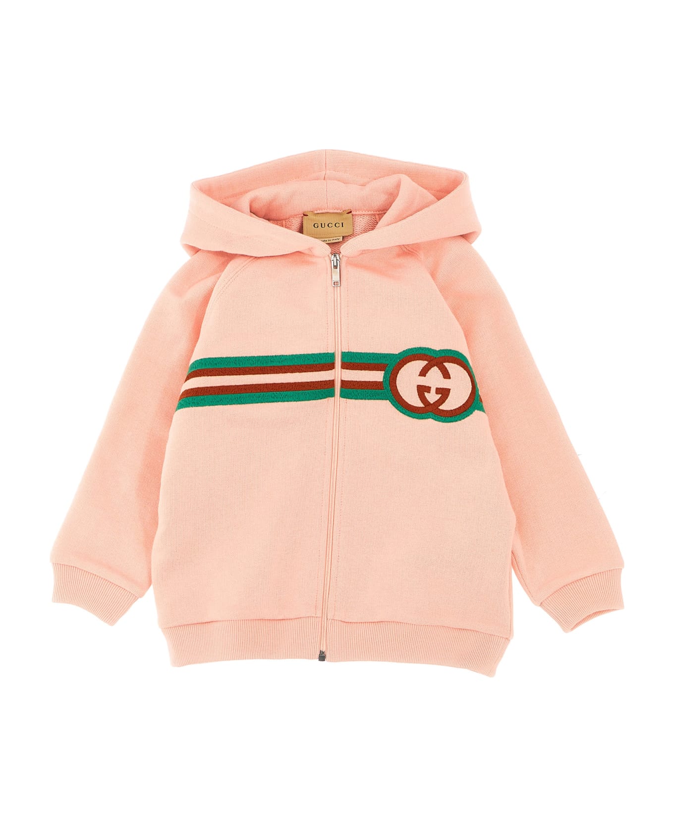 Gucci Logo Embroidery Hoodie - Pink