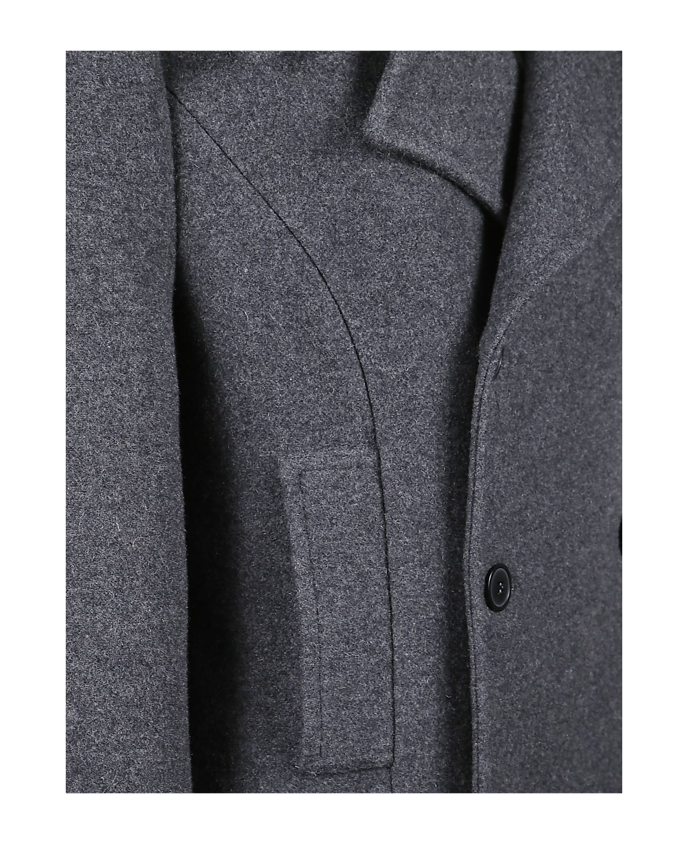 The Nina Studio Long Double-breasted Coat - Grey