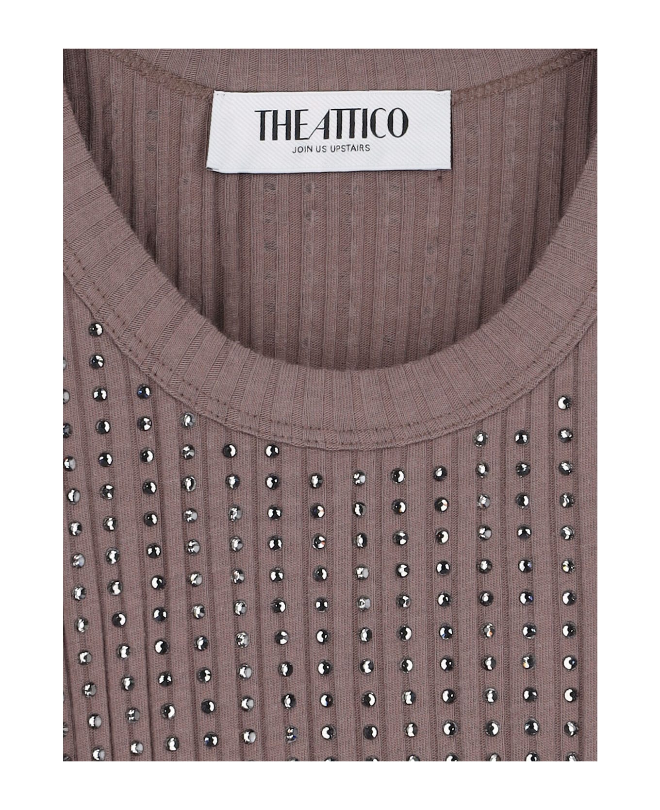The Attico Crystal Mini Dress - Brown