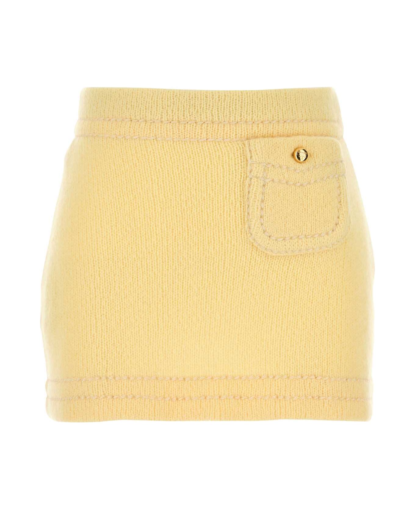 Prada Yellow Cashmere Mini Skirt - CREMA