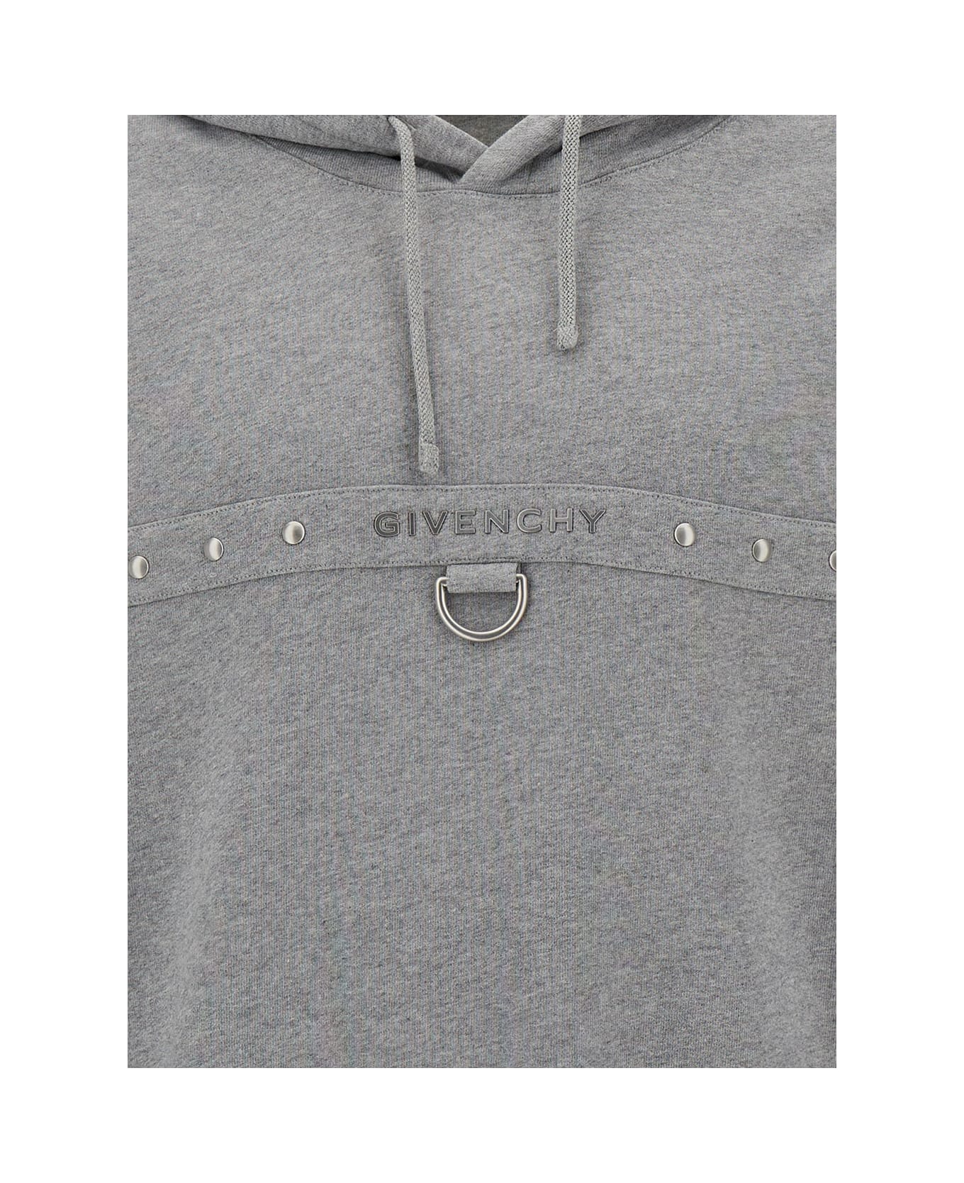 Givenchy Grey Hoodie With Logo And Studs In Cotton Man - Grey