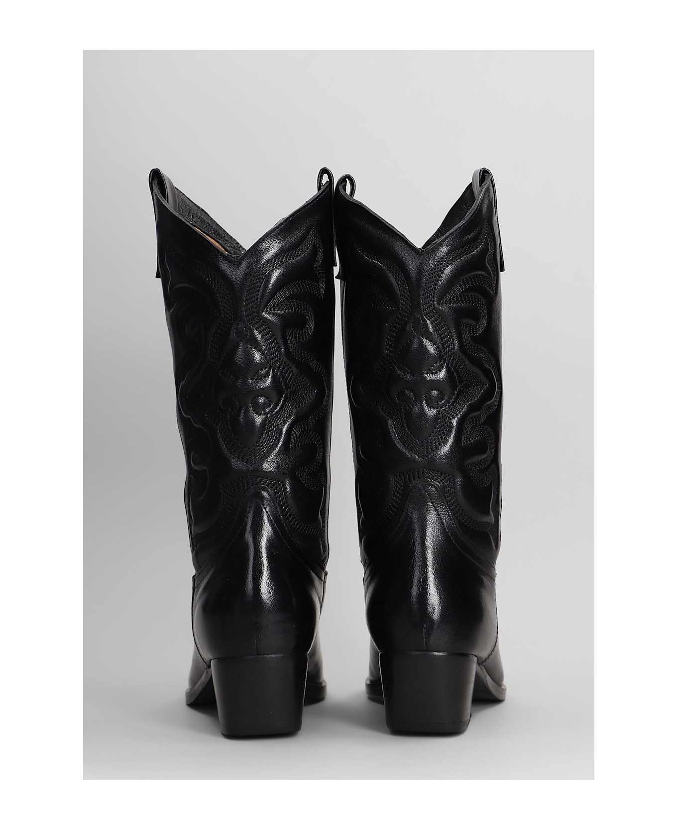 Julie Dee Texan Boots In Black Leather - black