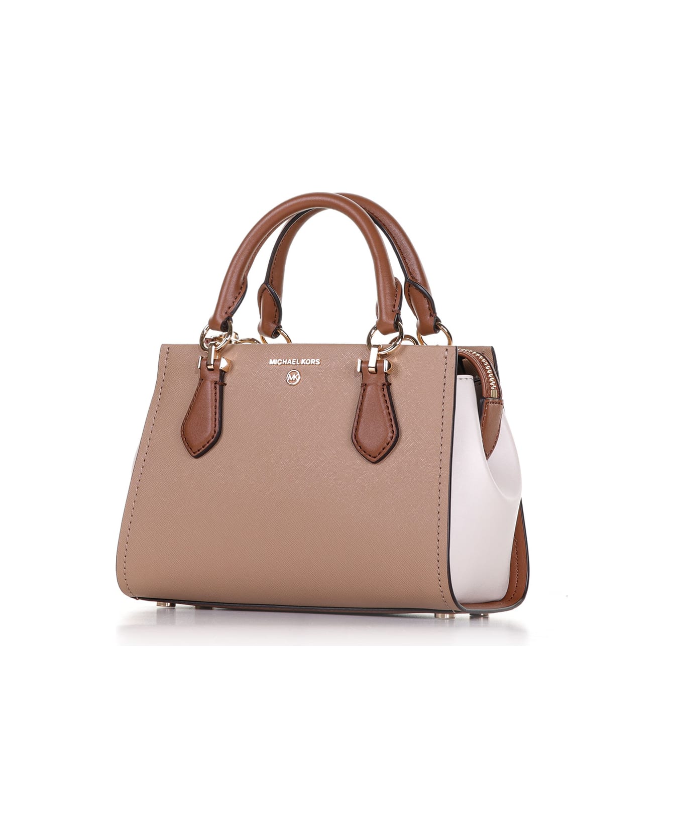 Michael Kors Marilyn Small Saffiano Satchel Camel Multi