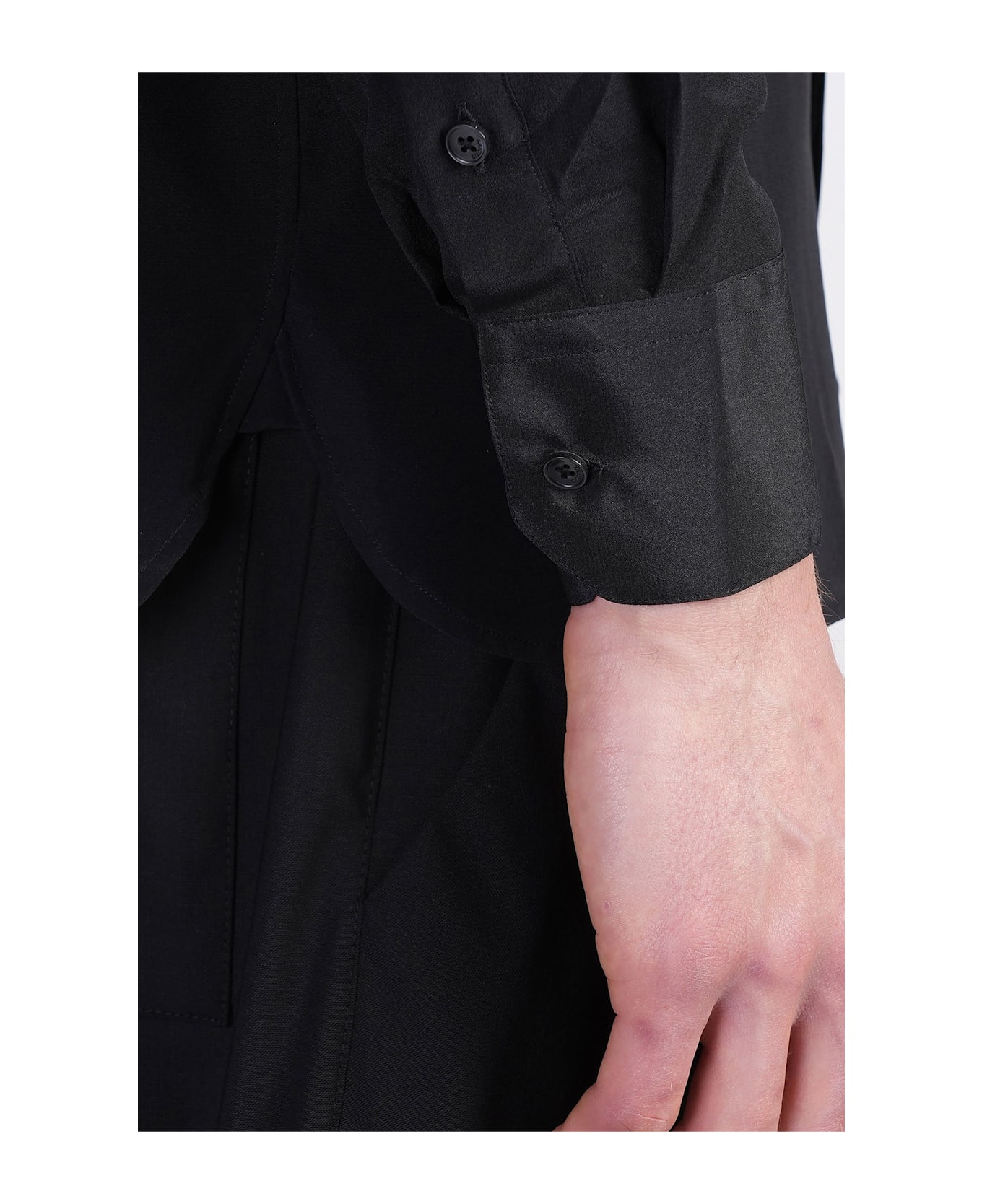 Laneus Shirt In Black Silk - black