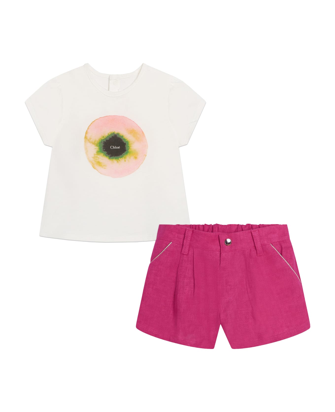 Chloé Shorts Set With Print - Bianco ボディスーツ＆セットアップ