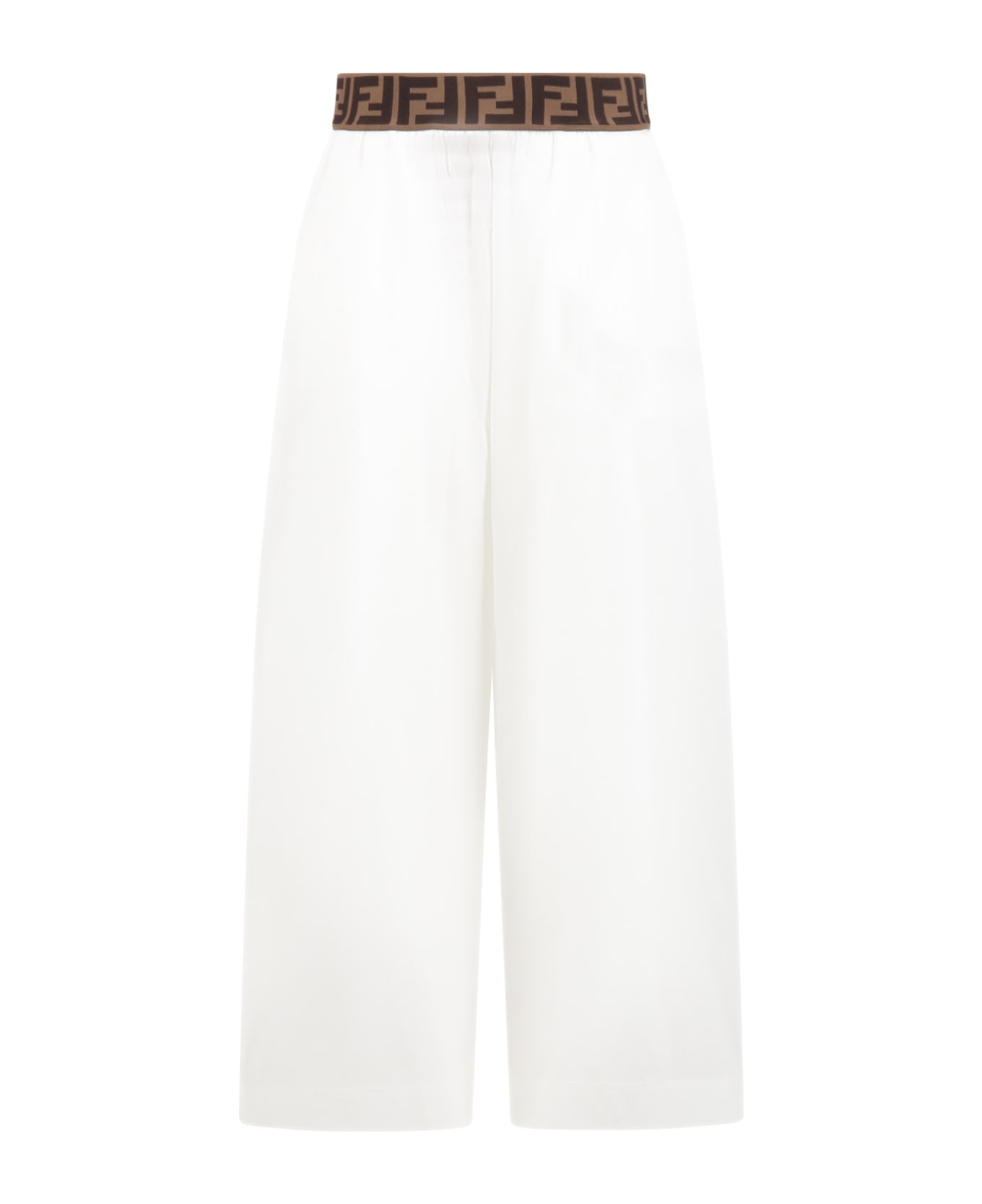 Fendi White Culottes For Girl With Ff - Gesso ボトムス
