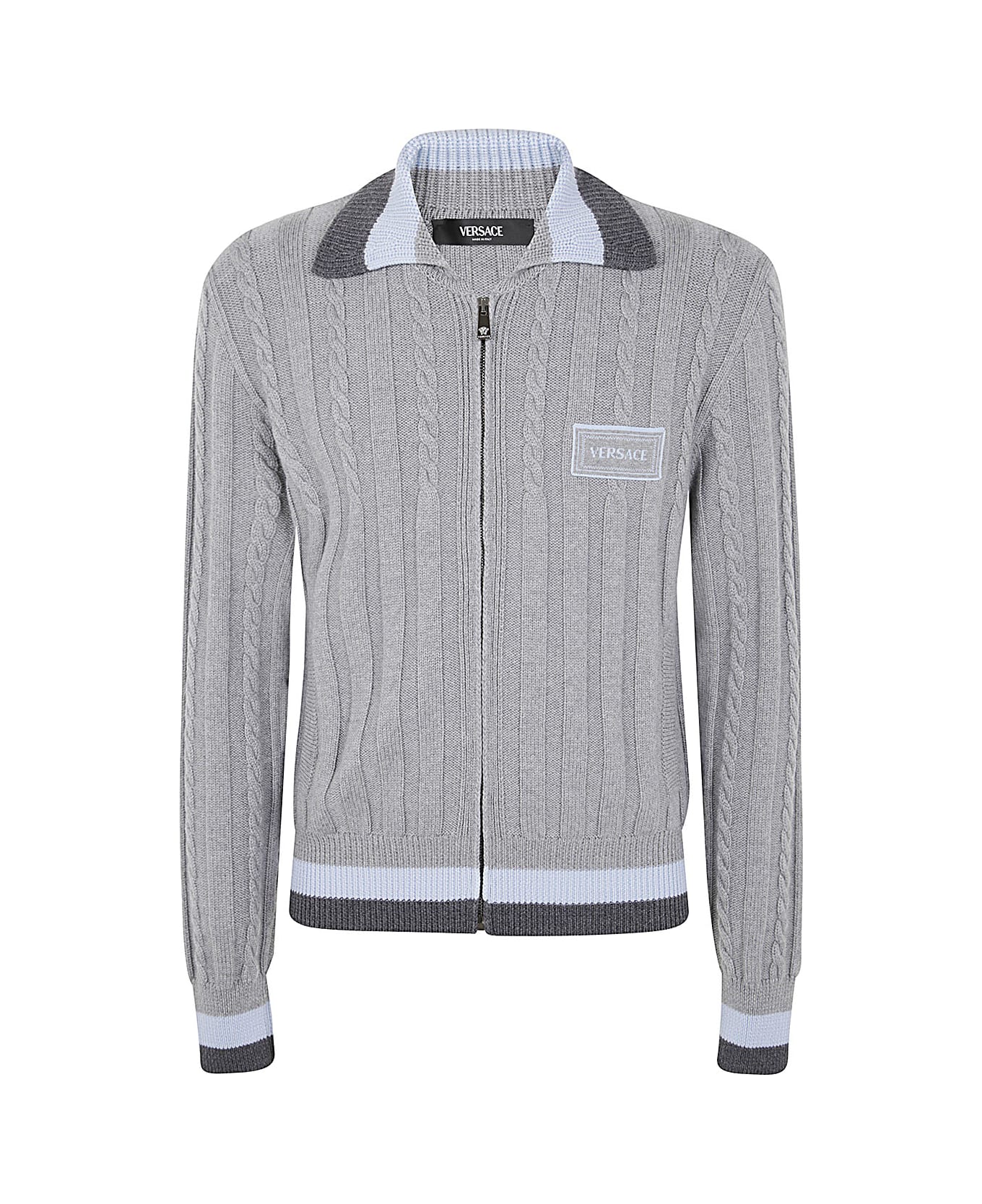 Versace Grey Virgin Wool Sweater - Concrete Melange