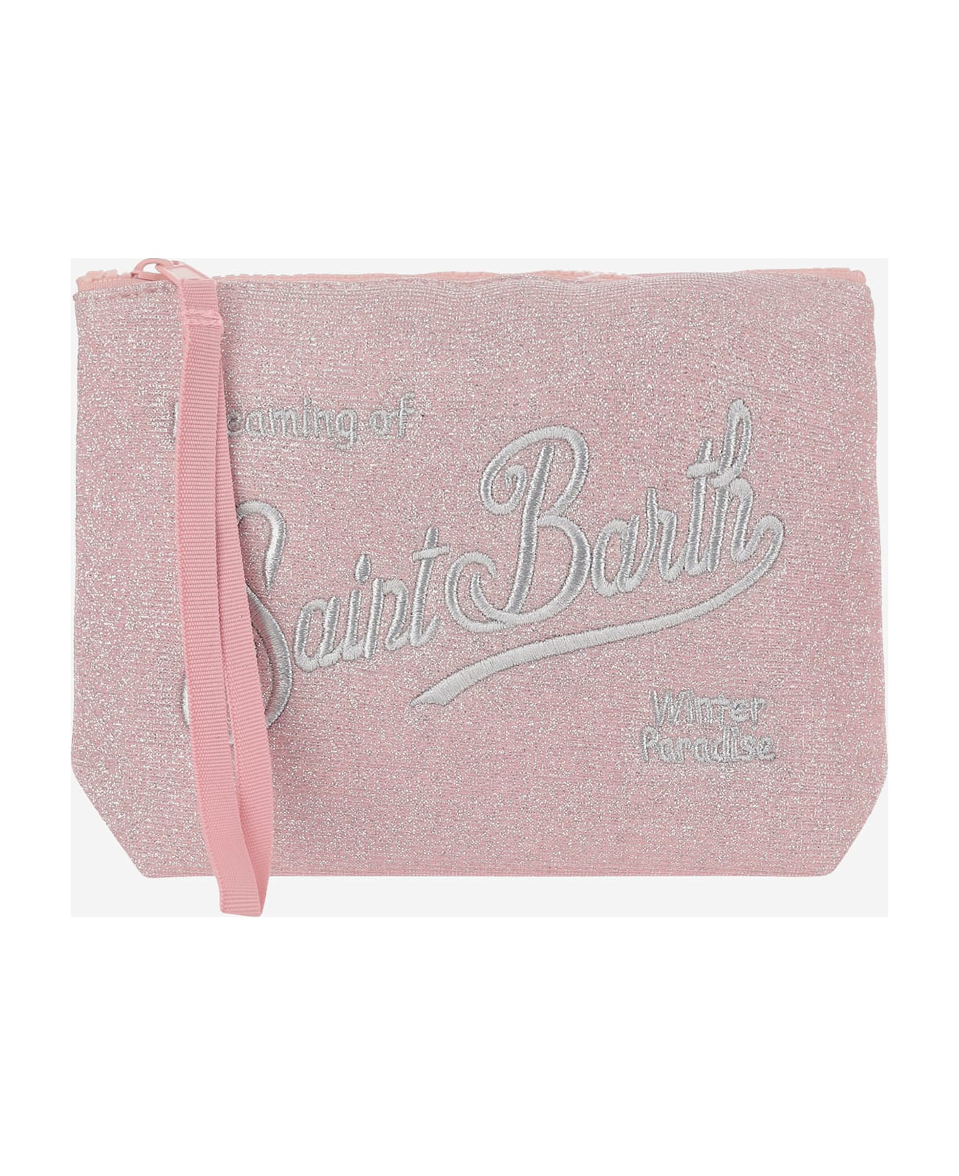 MC2 Saint Barth Aline Lurex Clutch Bag With Logo - Pink