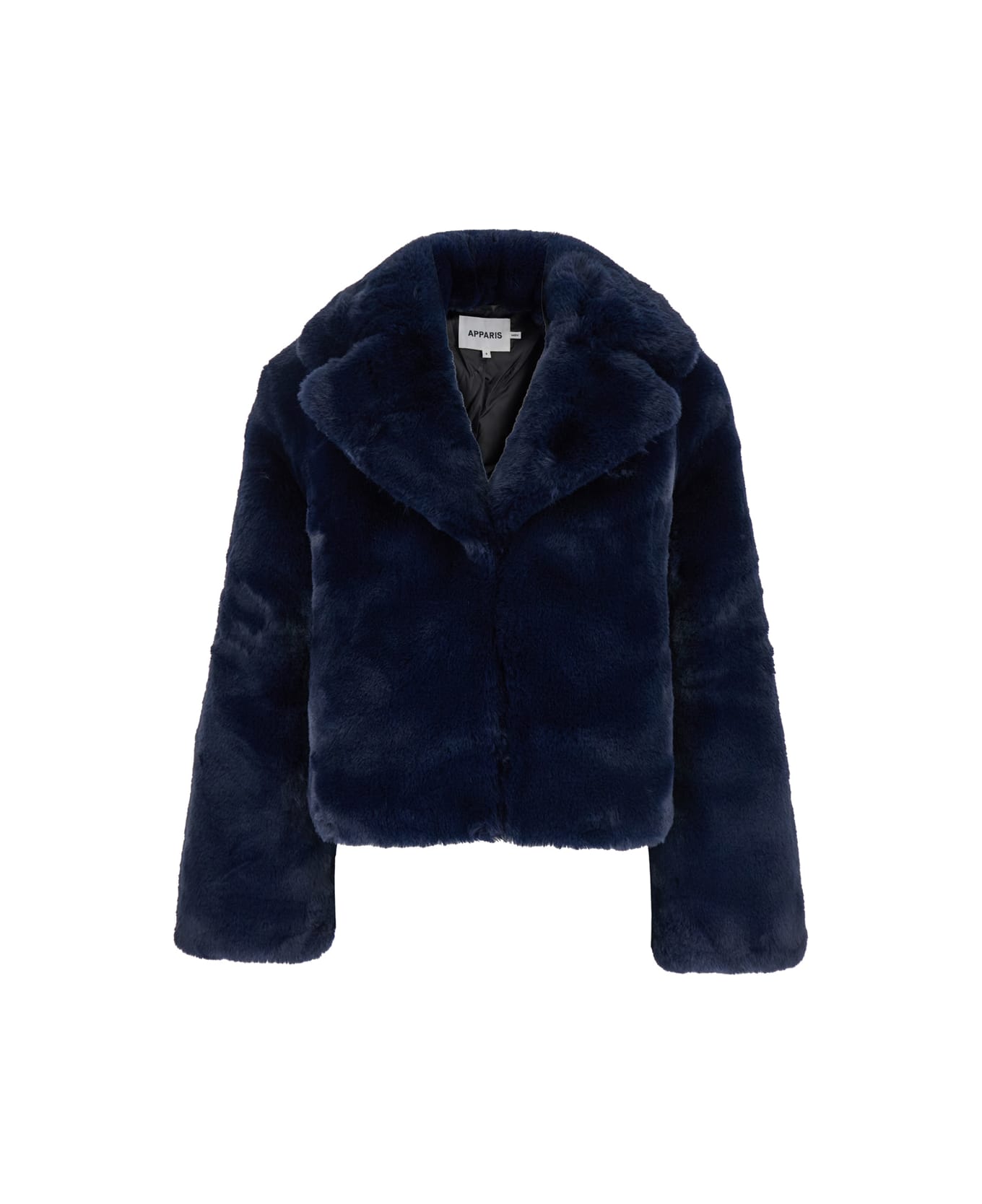 Apparis 'miller' Blue Short Coat With Revers In Eco Fur Woman - Blu