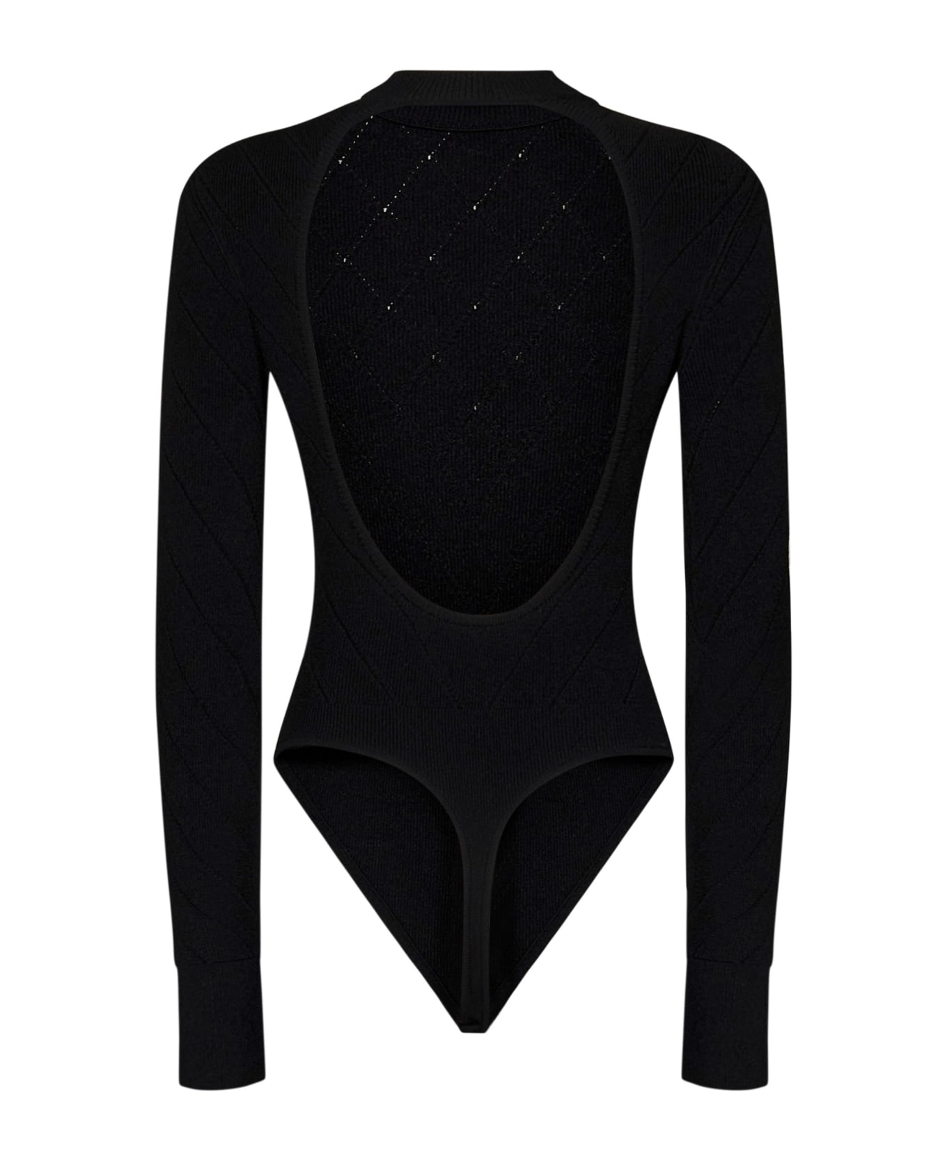 Balmain Knitted Bodysuit With Embossed Buttons - Black
