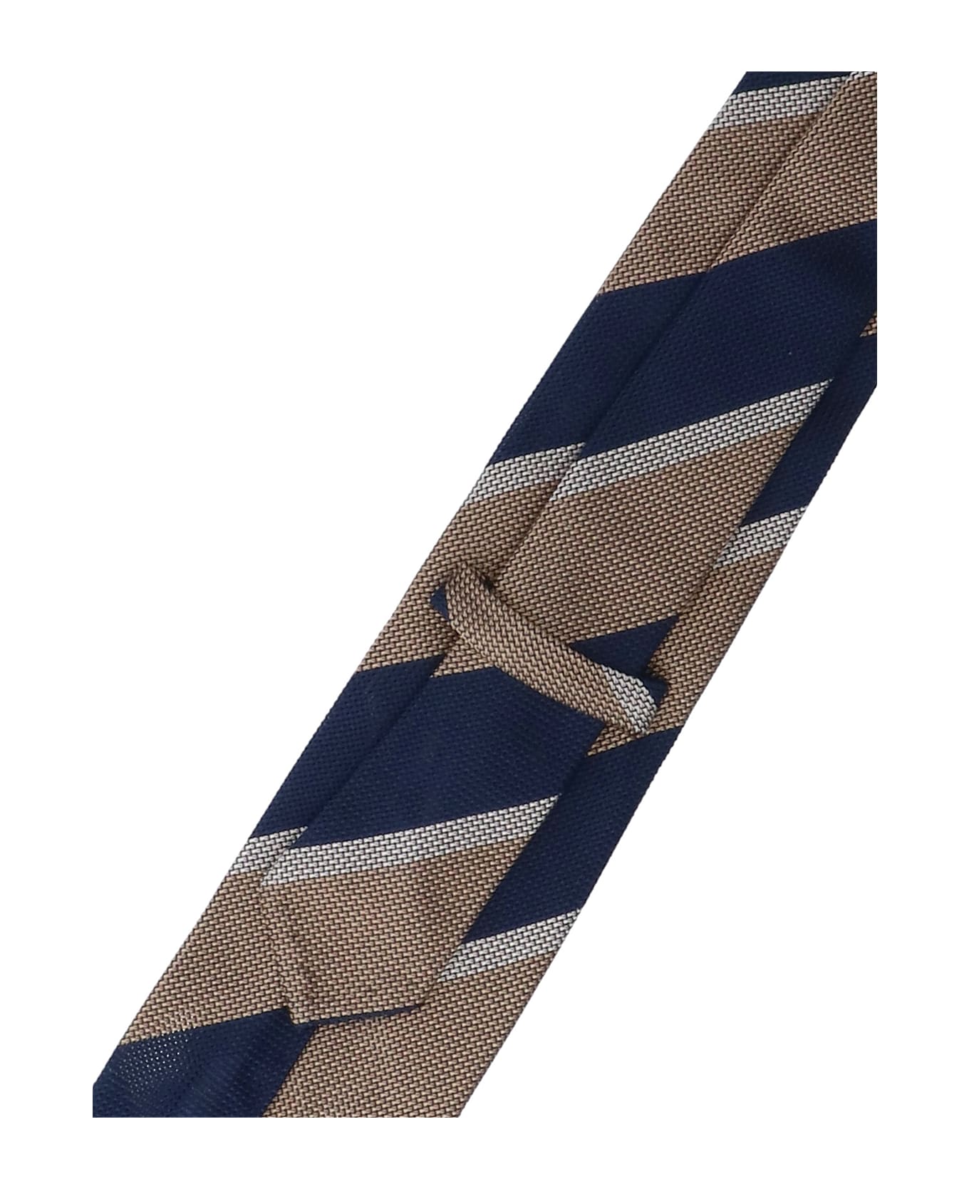 Cesare Attolini Striped Silk Tie - Brown