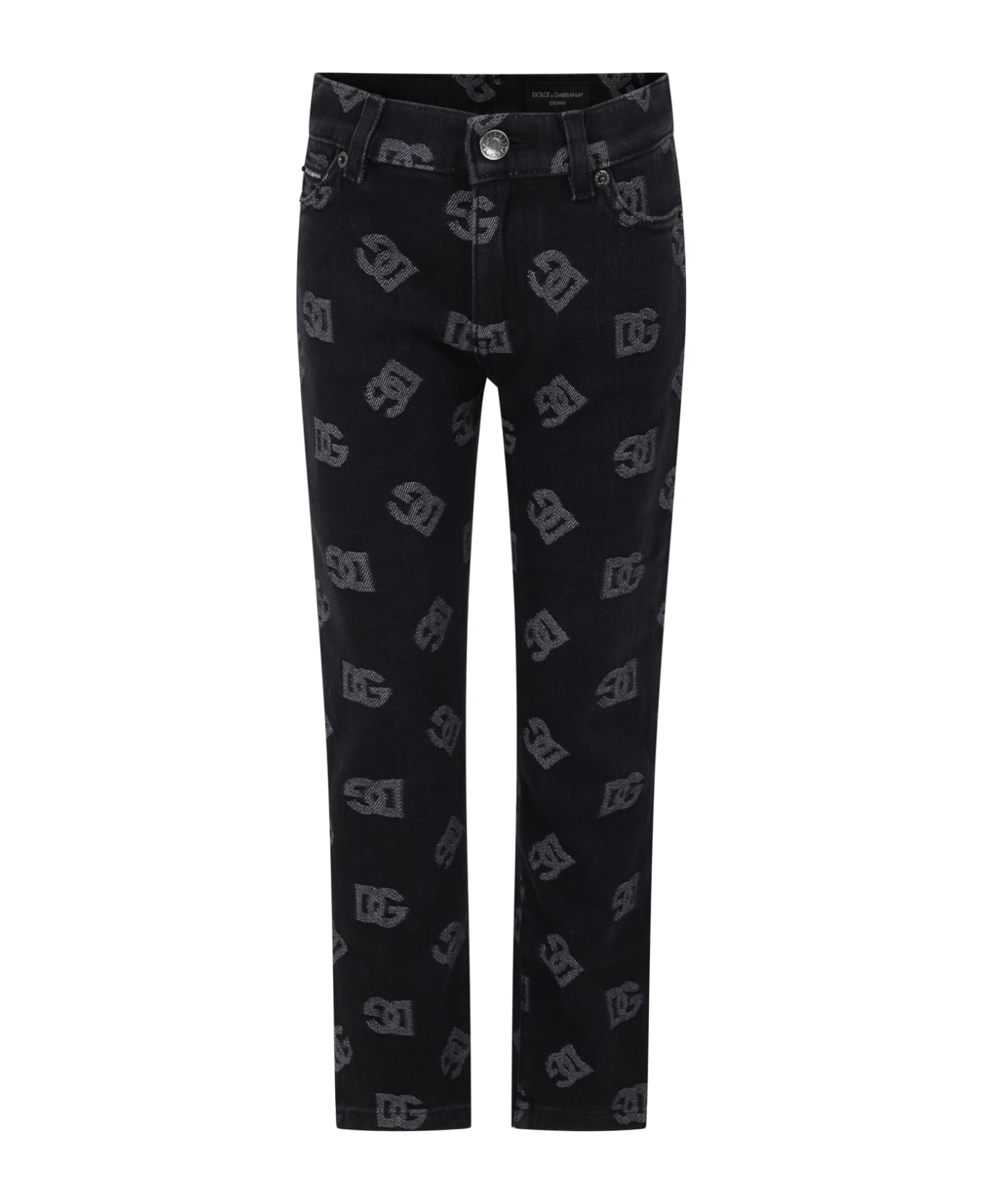 Dolce & Gabbana Black Trousers For Girl With Iconic Monogram - Black